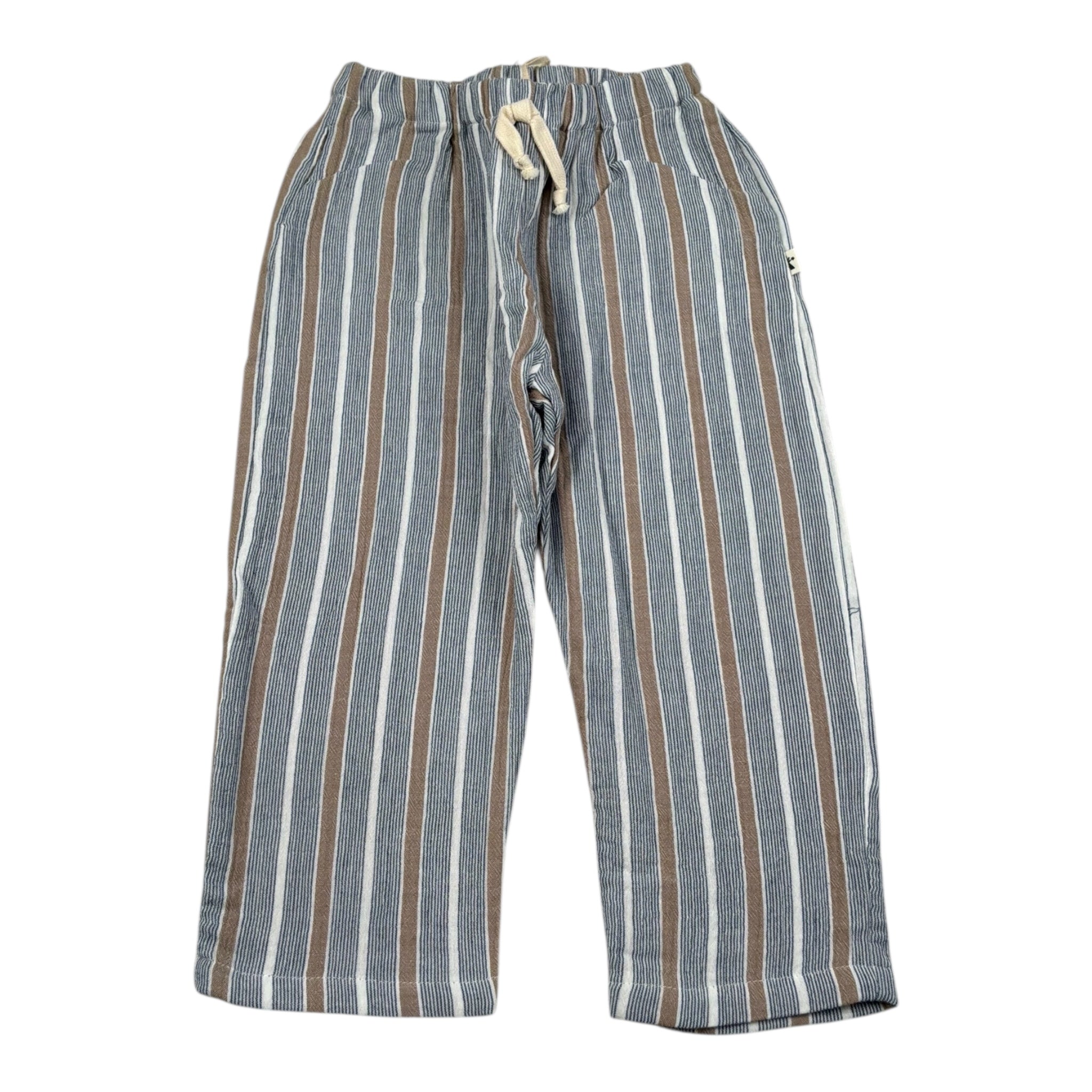Petit Indi Pantalone Tinta Unita con Fantasia A Righe per Bambino SS25BK8229X BLU PETIT INDI 