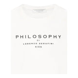 Philosophy T-Shirt Girocollo Tinta Unita con Logo per Bambina I1E603 BIANCO PHILOSOPHY 