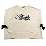 Philosophy Maglia Giromanica Tinta Unita con Stampa per Bambina I9E308X PANNA PHILOSOPHY 