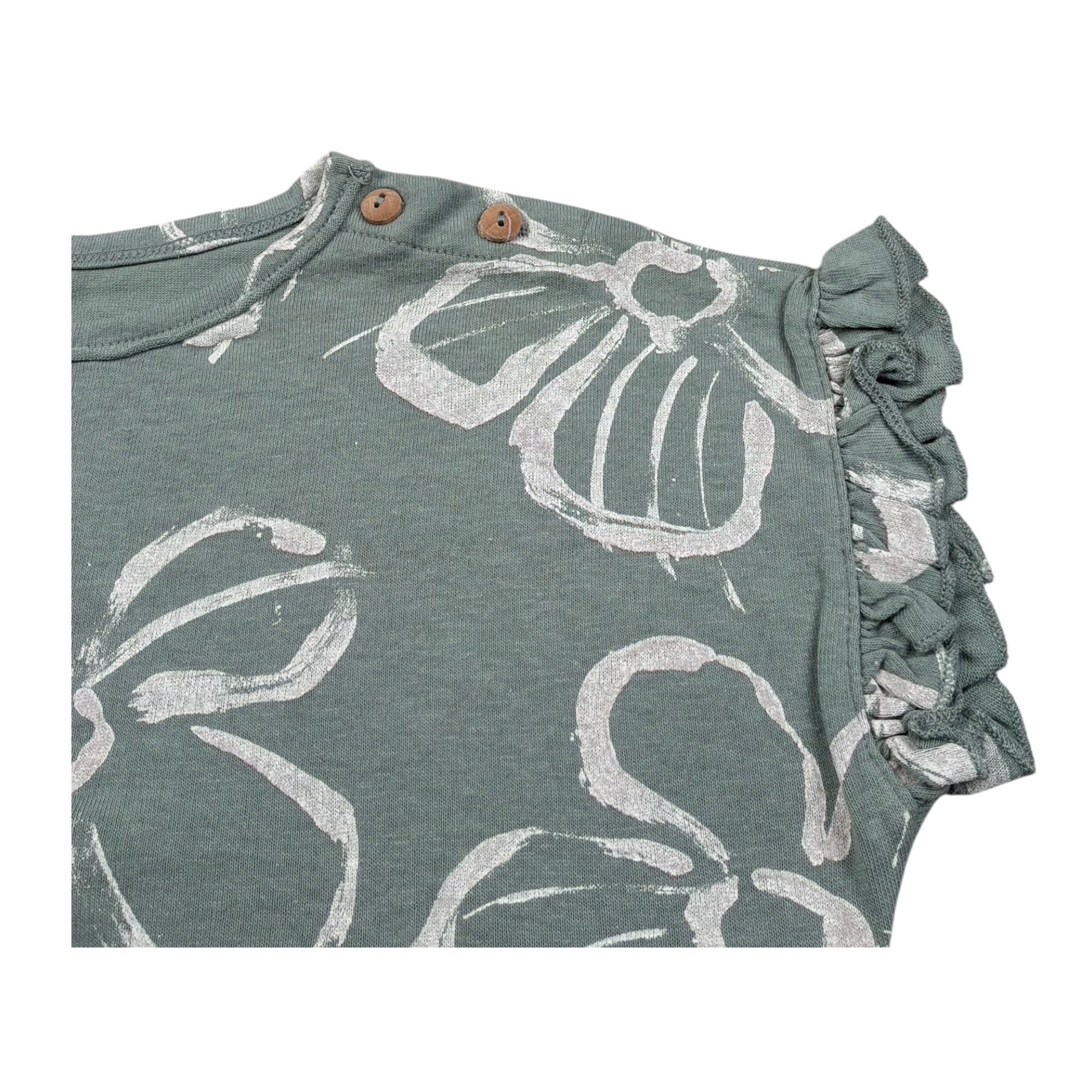 Play Up T-Shirt Girocollo Tinta Unita Stampa Fantasia per Neonata PA022AQ11053 VERDE PLAY UP 