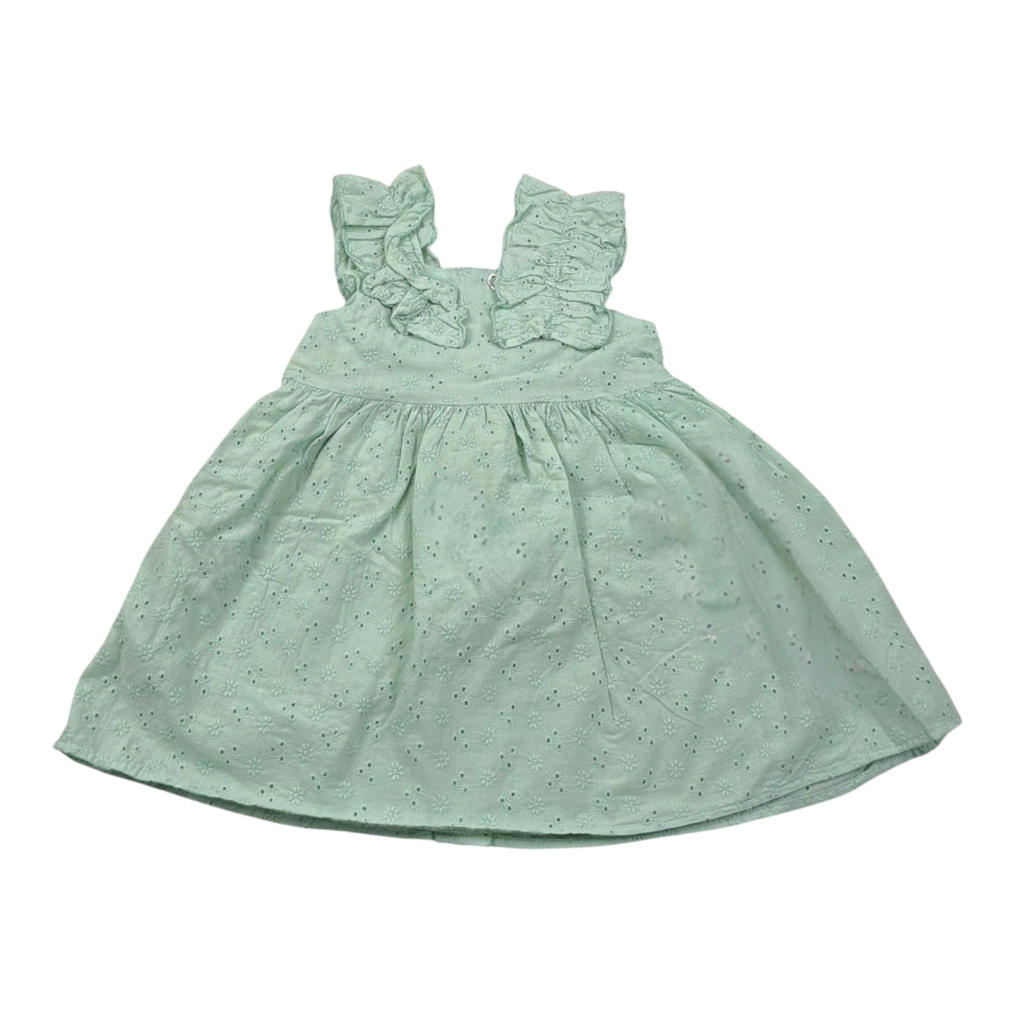 Please Abito Tinta Unita Traforato per Neonata AB08249G71 VERDE ACQUA PLEASE 