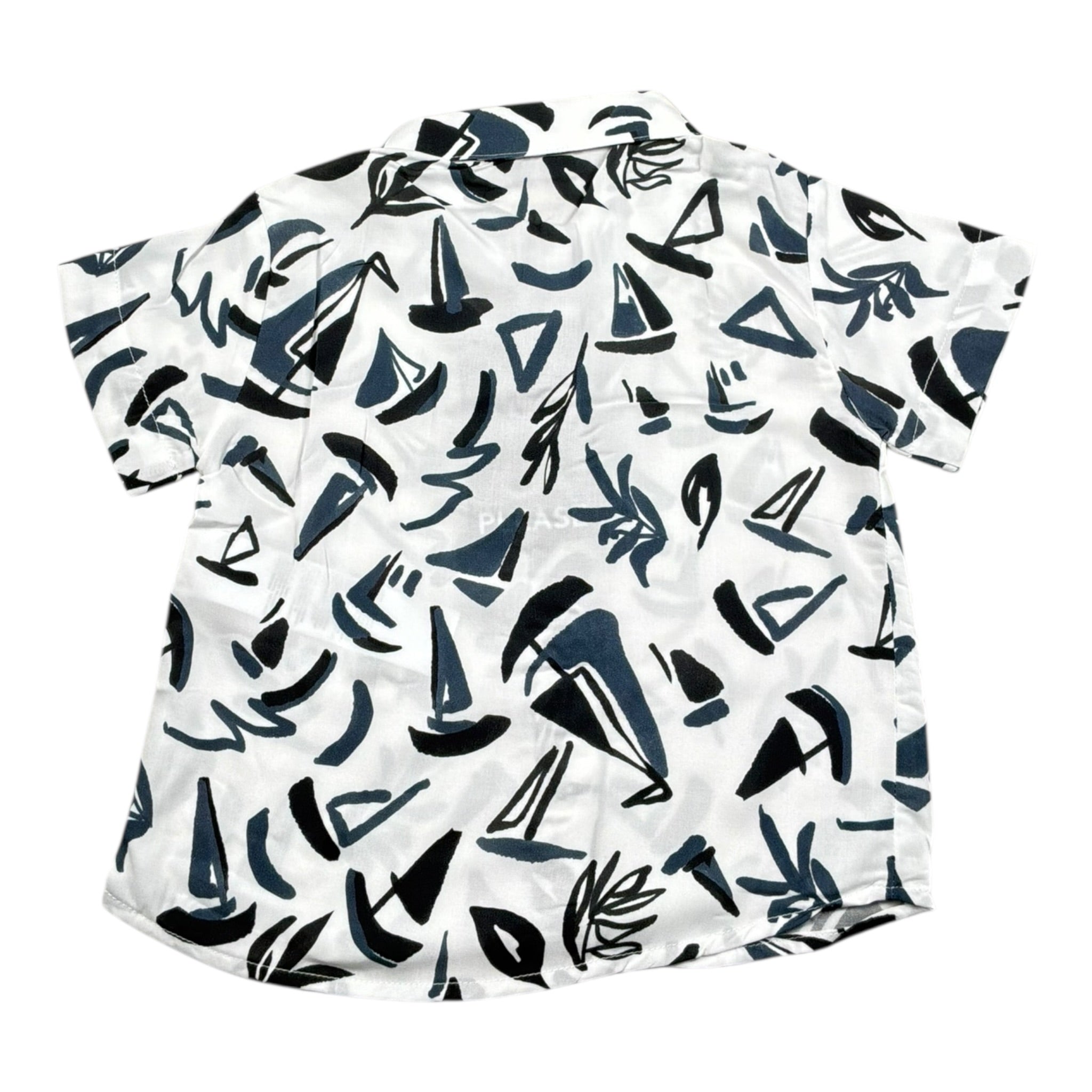 Please Camicia Tinta Unita con Stampa per Neonato CC80364B71 BIANCO PLEASE 
