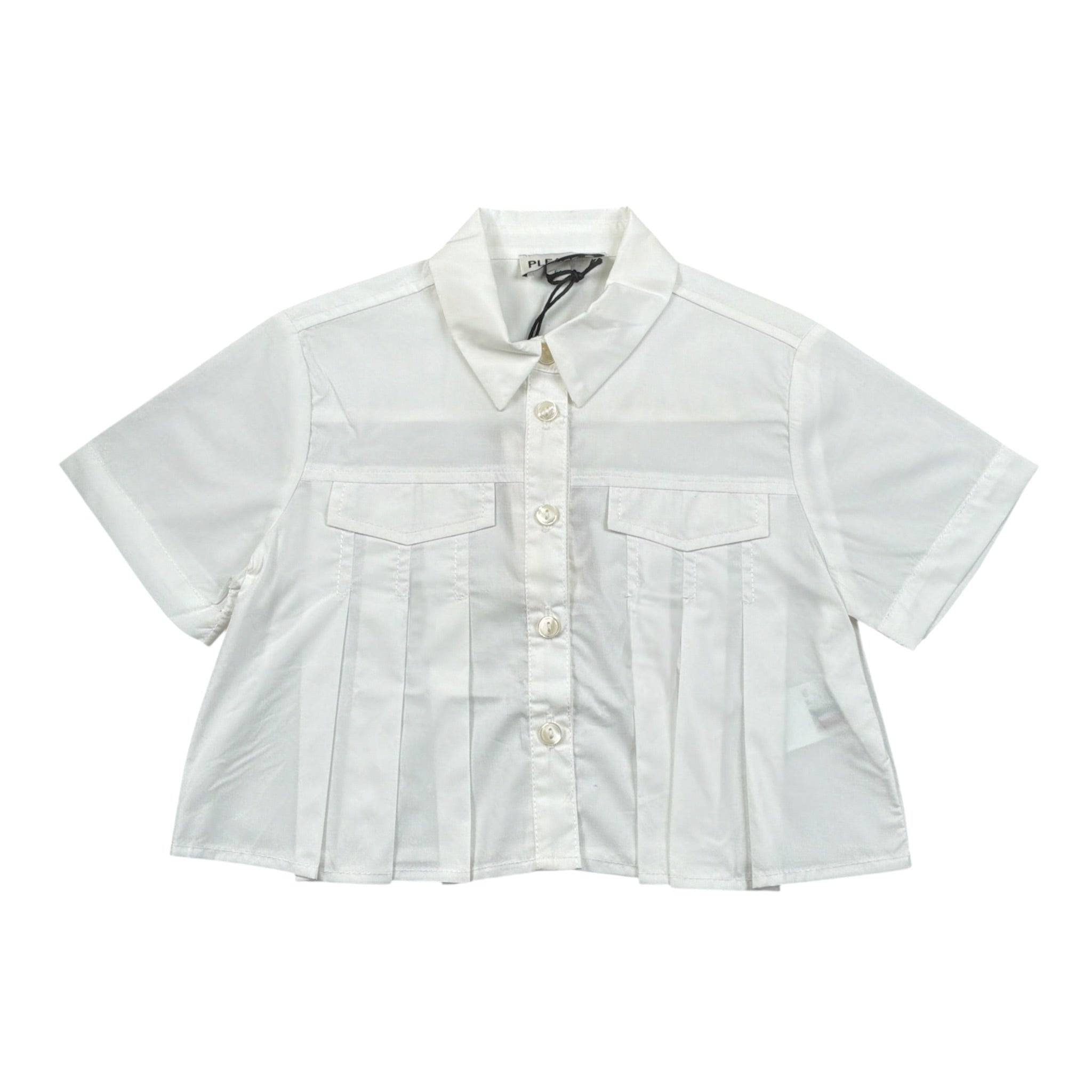 Please Camicia Modello Crop tinta unita Mezza Manica Bianco per Bambina CC93270G72 BIANCO PLEASE 