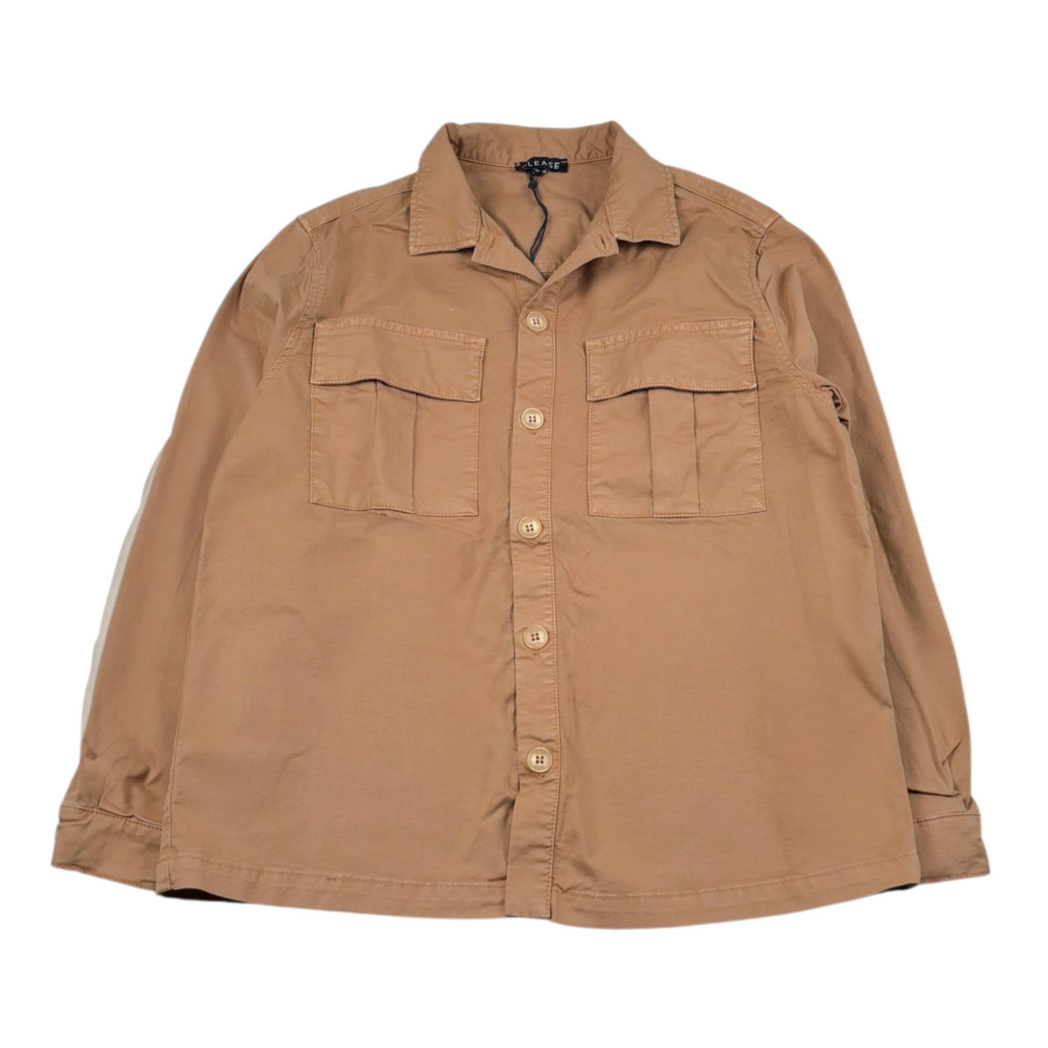 Please Camicia Tinta Unita con Bottoni per Bambino JB17132B72 CAMMELLO PLEASE 