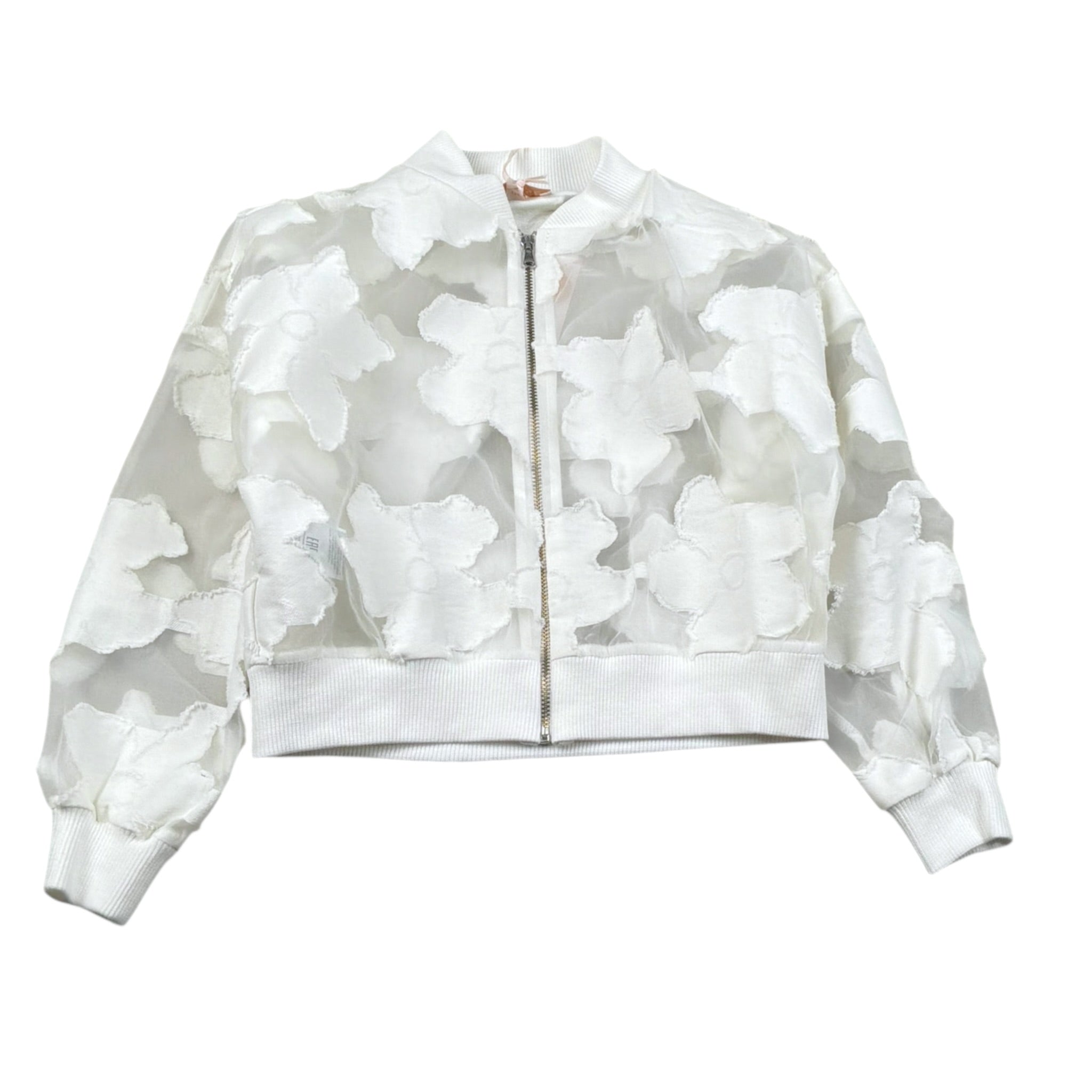 Please giubbinoTinta Unita con Zip E Ricami per Bambina JB37384G73 BIANCO PLEASE 