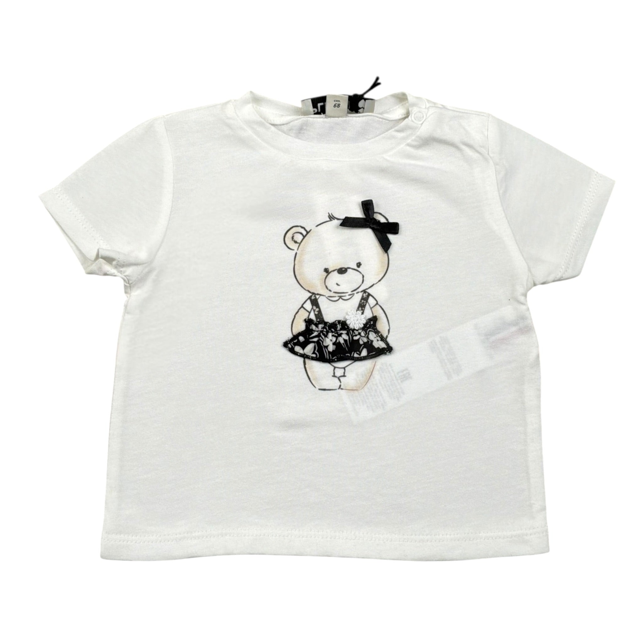 Please T-Shirt Tinta Unita con Stampa per Neonata MB12030G71 BIANCO PLEASE 