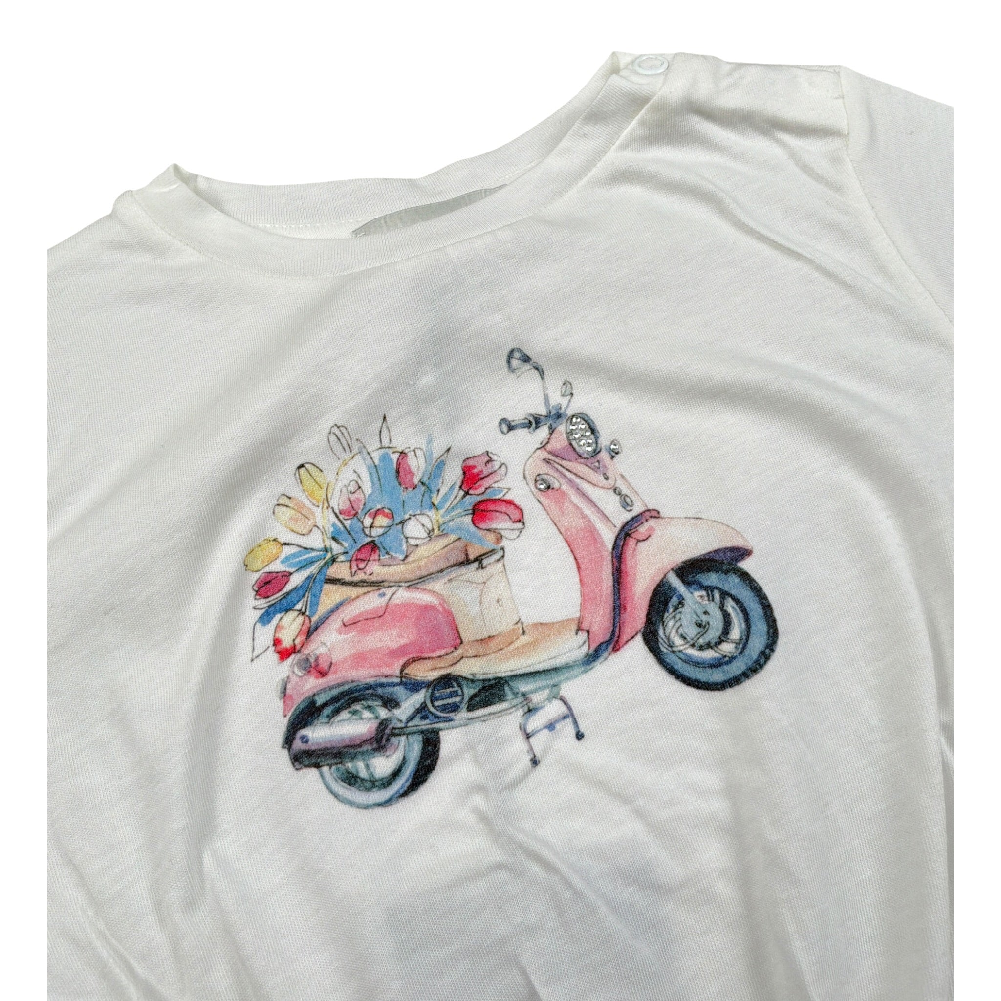 Please T-Shirt Girocollo tinta unita con Stampa Bianco per Neonata MBB1030G27 BIANCO PLEASE 