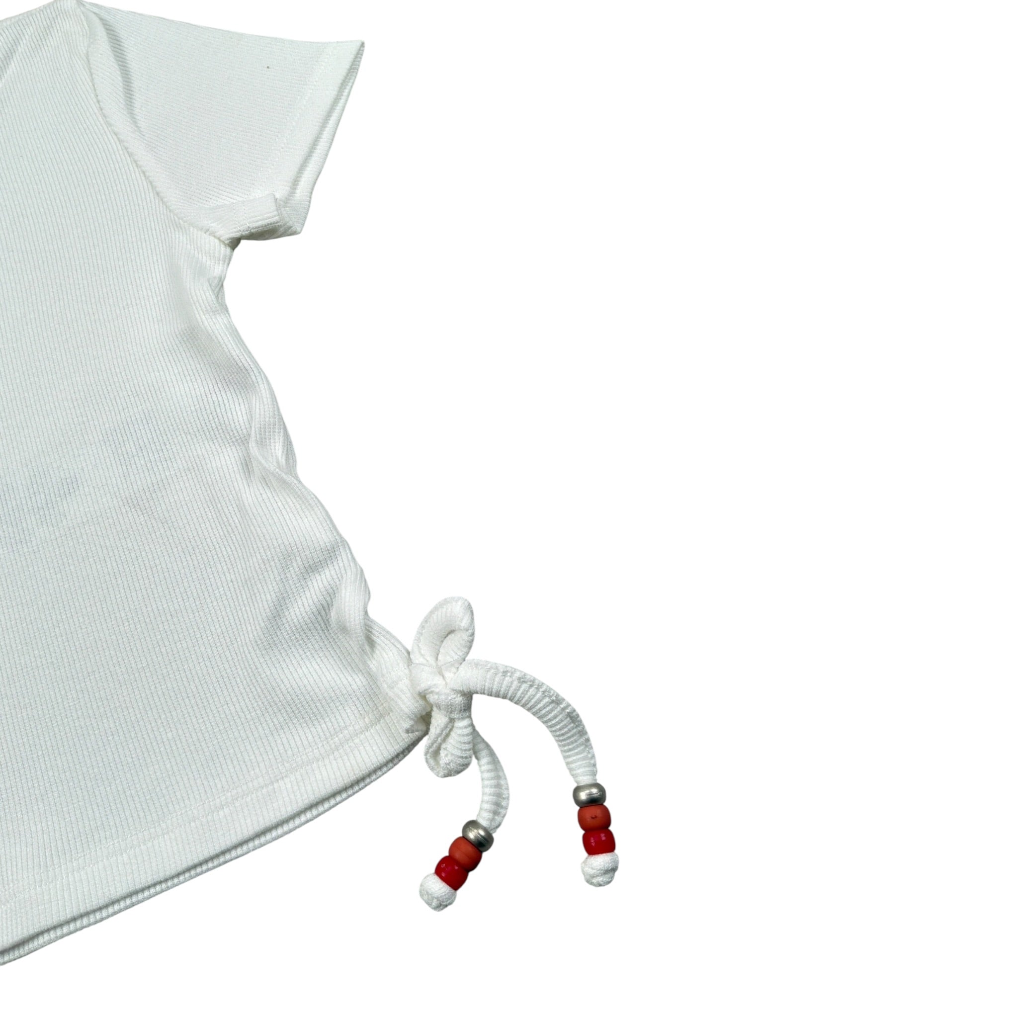Please T-Shirt tinta unita con Elastico Bianco per Bambina MBC9072G72 BIANCO PLEASE 