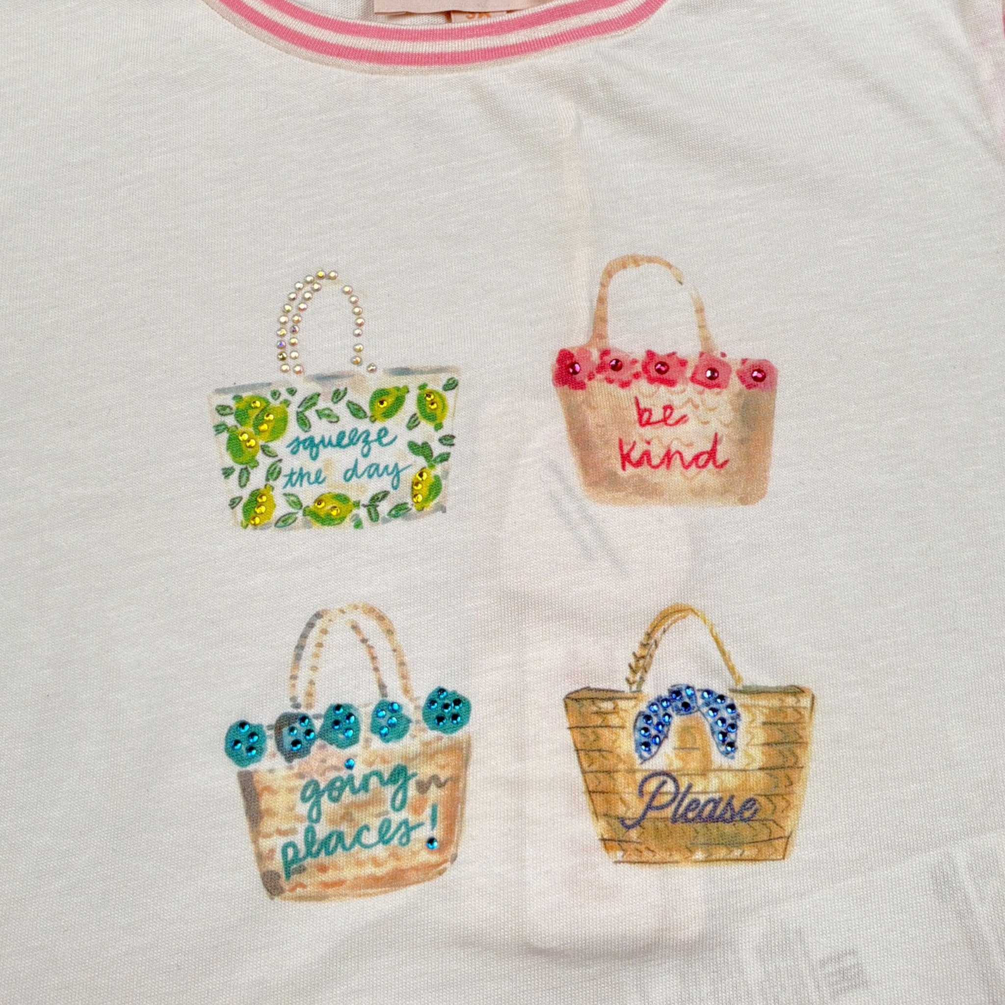 Please T-Shirt Girocollo tinta unita con Stampa Bianco per Bambina MBF3030G60 BIANCO PLEASE 