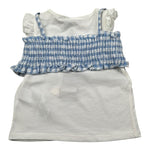 Please T-Shirt Girocoll Tinta Unita con Top per Neonata MQ02030G71 BIANCO/AZZURRO PLEASE 