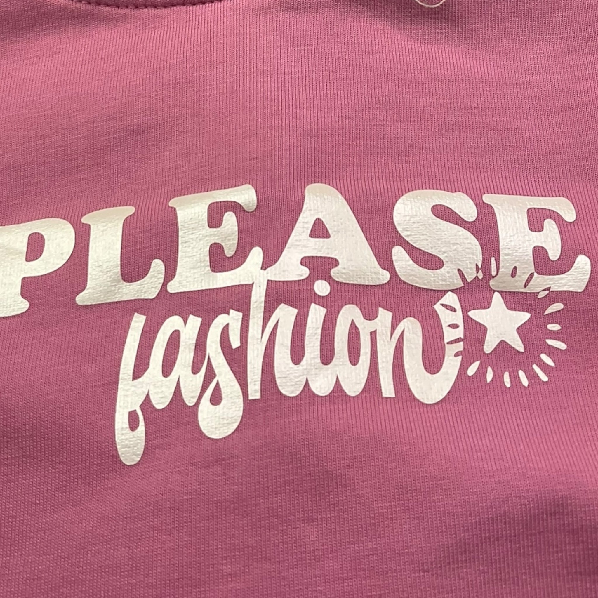 Please Felpa Giromanica Modello Crop con Cappuccio per Bambina MU00042G72 ROSA PLEASE 