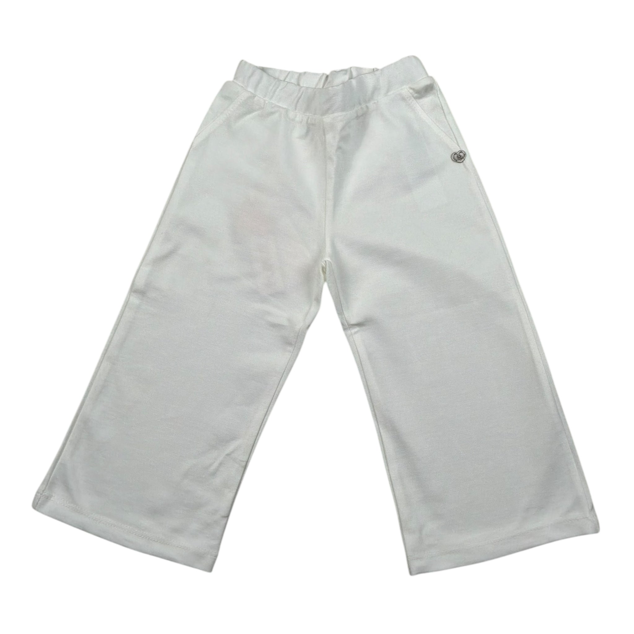 Please Pantalone Tinta Unita con Elastico In Vita per Neonata PE51172G73 BIANCO PLEASE 