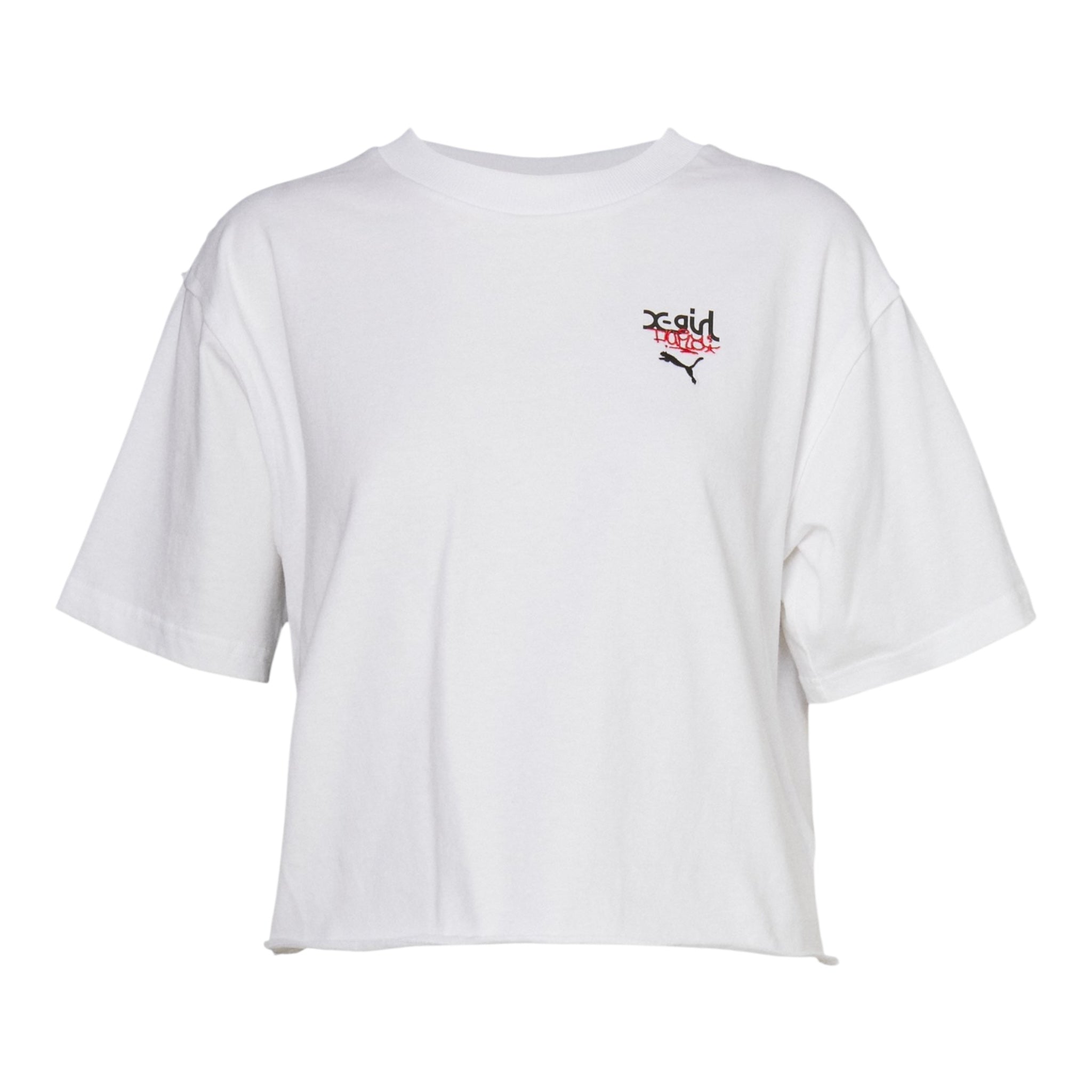 Puma T-Shirt Tinta Unita Girocollo con Logo per Bambina 624723 BIANCO PUMA 