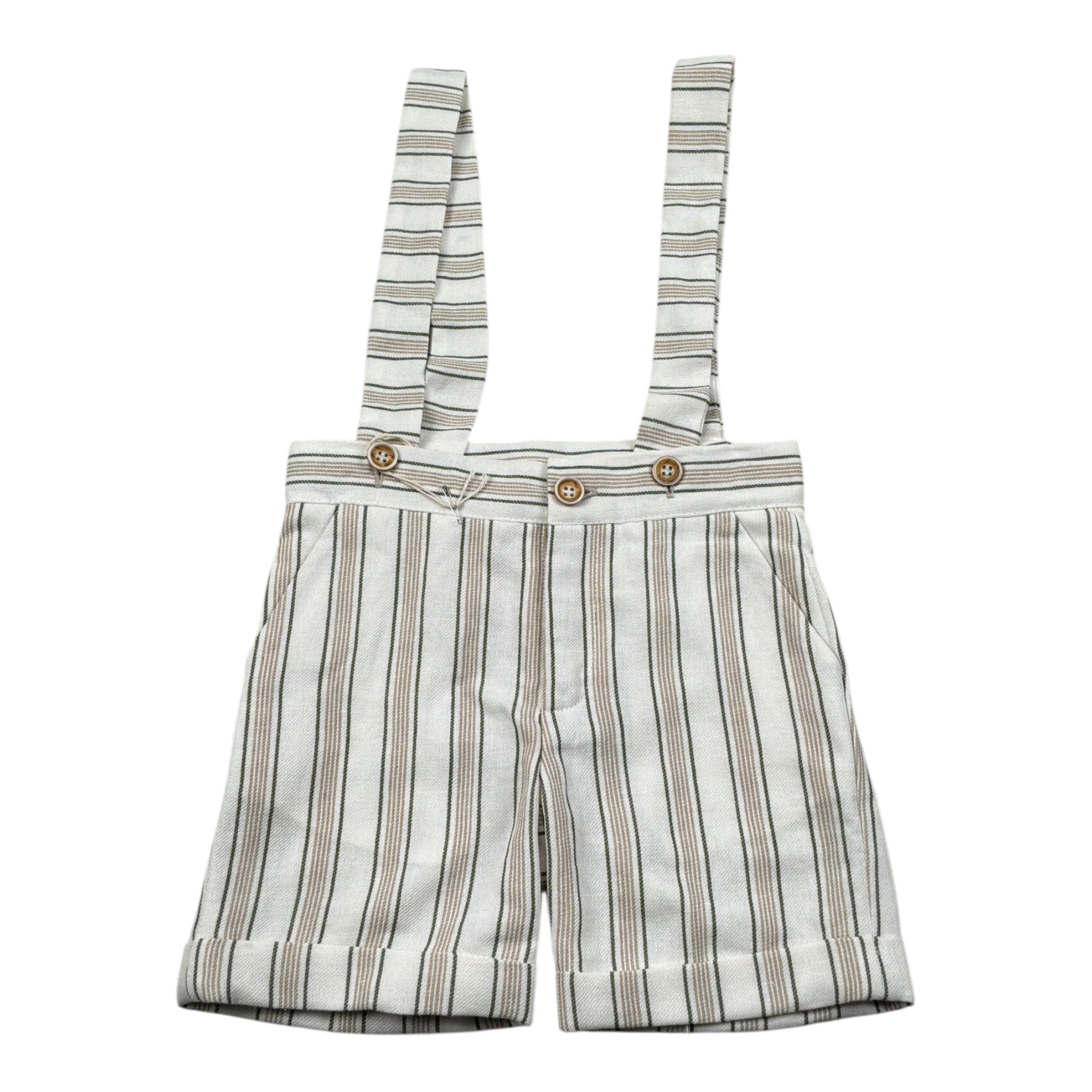 Pure Firenze Bermuda Fantasia A Righe con Bretelle per Neonato PC03291 BIANCO PURE FIRENZE 
