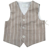 Pure Firenze Gilet tinta unita con Fantasia A Righe Beige per Neonato PC03353 BEIGE PURE FIRENZE 