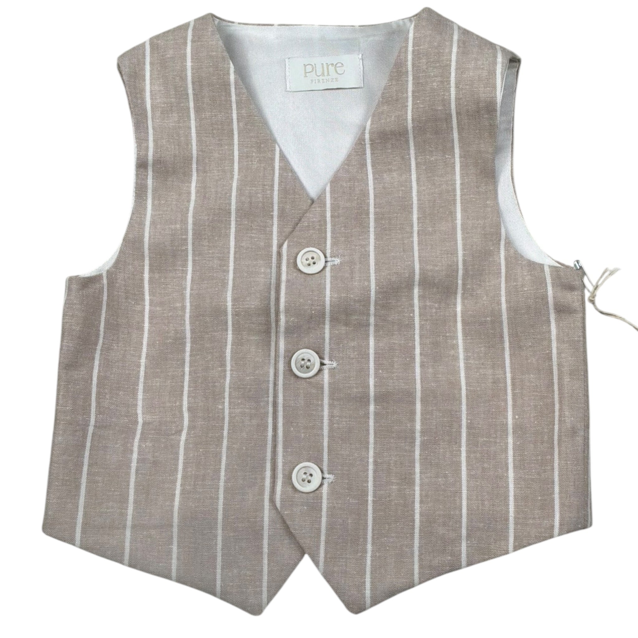 Pure Firenze Gilet tinta unita con Fantasia A Righe Beige per Neonato PC03353 BEIGE PURE FIRENZE 