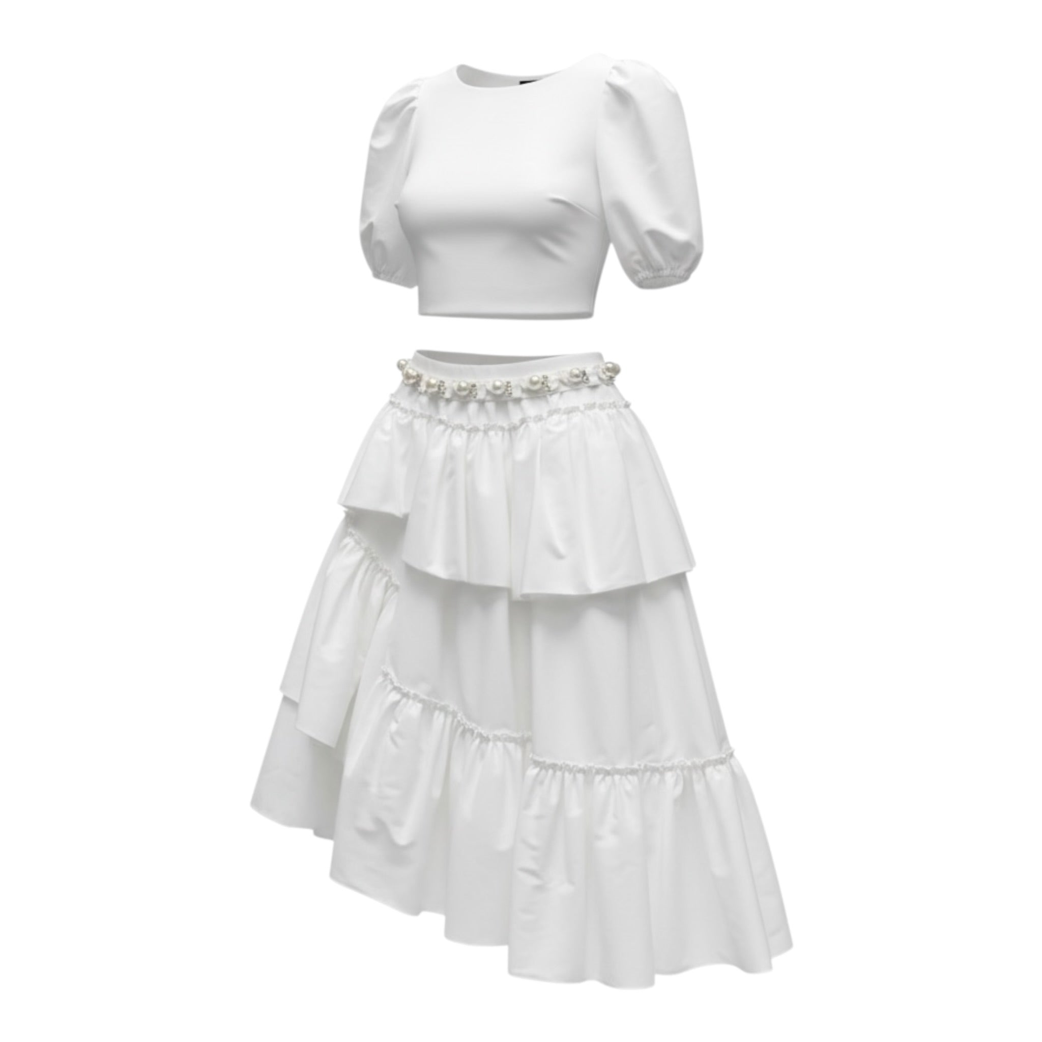 Raffaella Completo 2 Pezzi Camicia-Gonna per Bambina OTRANTO14 BIANCO RAFFAELLA 