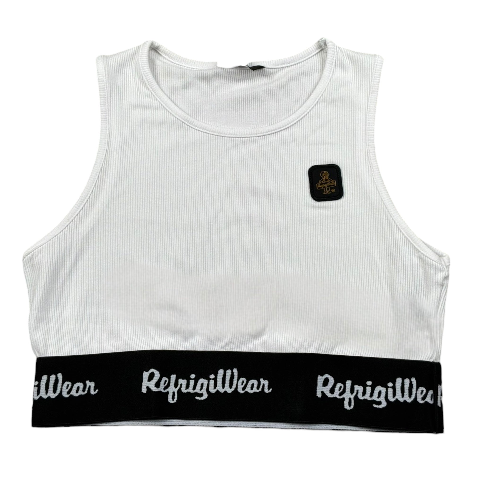 Refrigiwear Top Tinta Unita con Elastico Logato per Bambina 341YRFJS25X BIANCO REFRIGIWEAR 