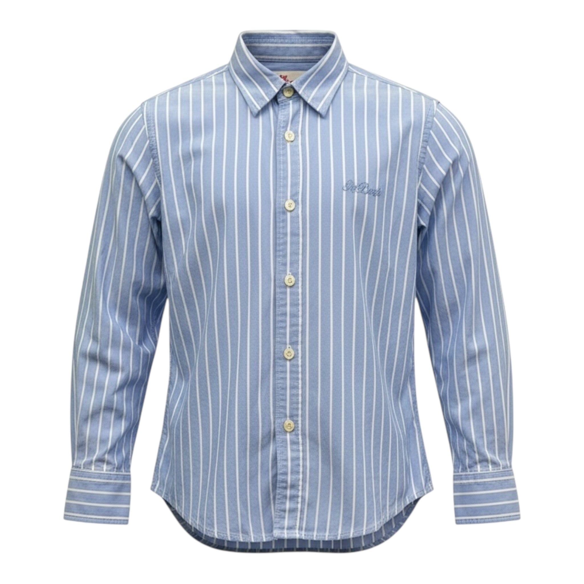 Saint Barth Camicia Bicolore con Fantasia A Righe per Bambino 00867L BIANCO/AZZURRO SAINT BARTH 