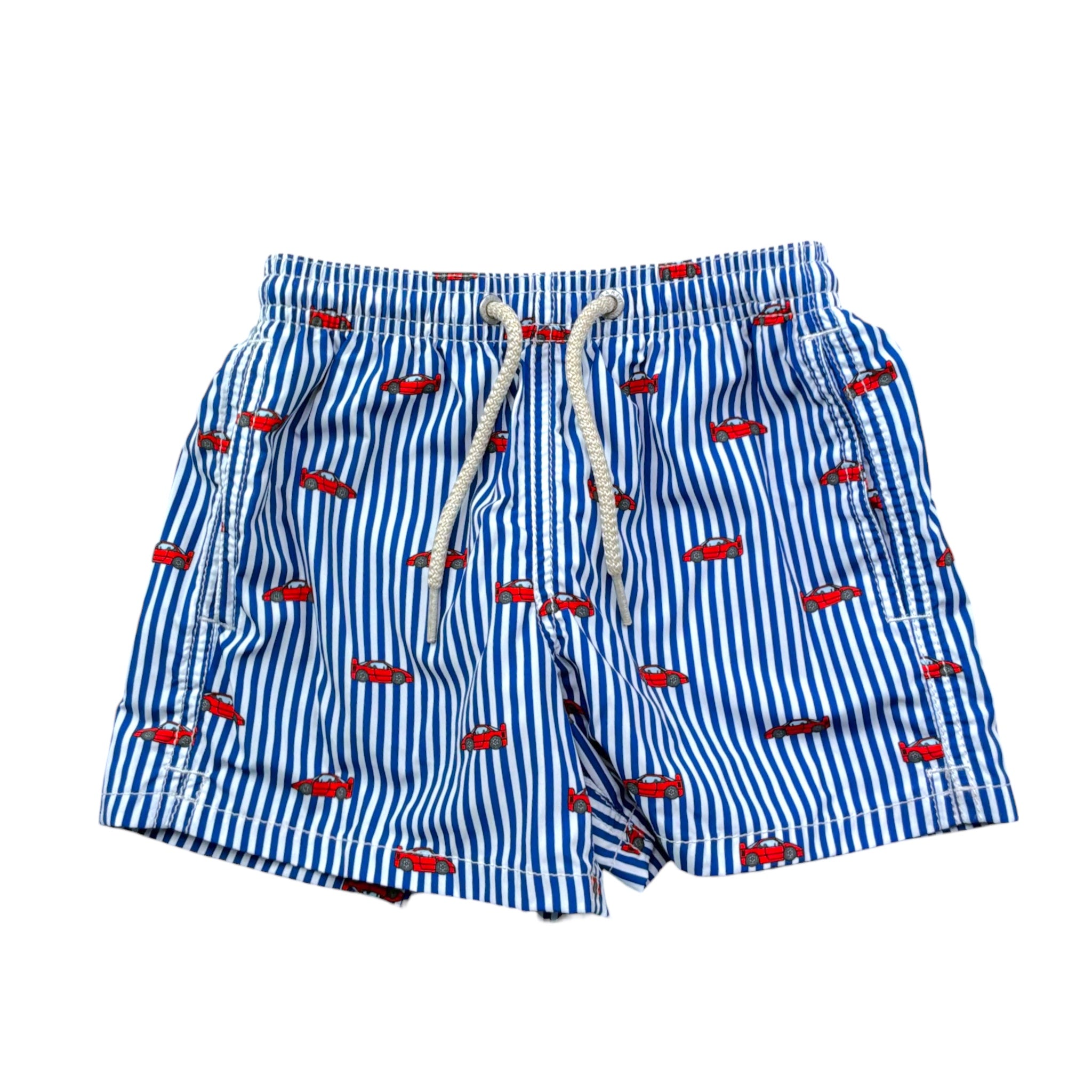 Saint Barth Costume Modello Boxer Tinta Unita con Stampa per Bambino CAR BIANCO SAINT BARTH 
