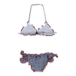 Saint Barth Costume 2 Pezzi Triangolo-Slip Tinta Unita Fantasia A Quadrettini per Bambina CEIS001 BIANCO/BLU SAINT BARTH 
