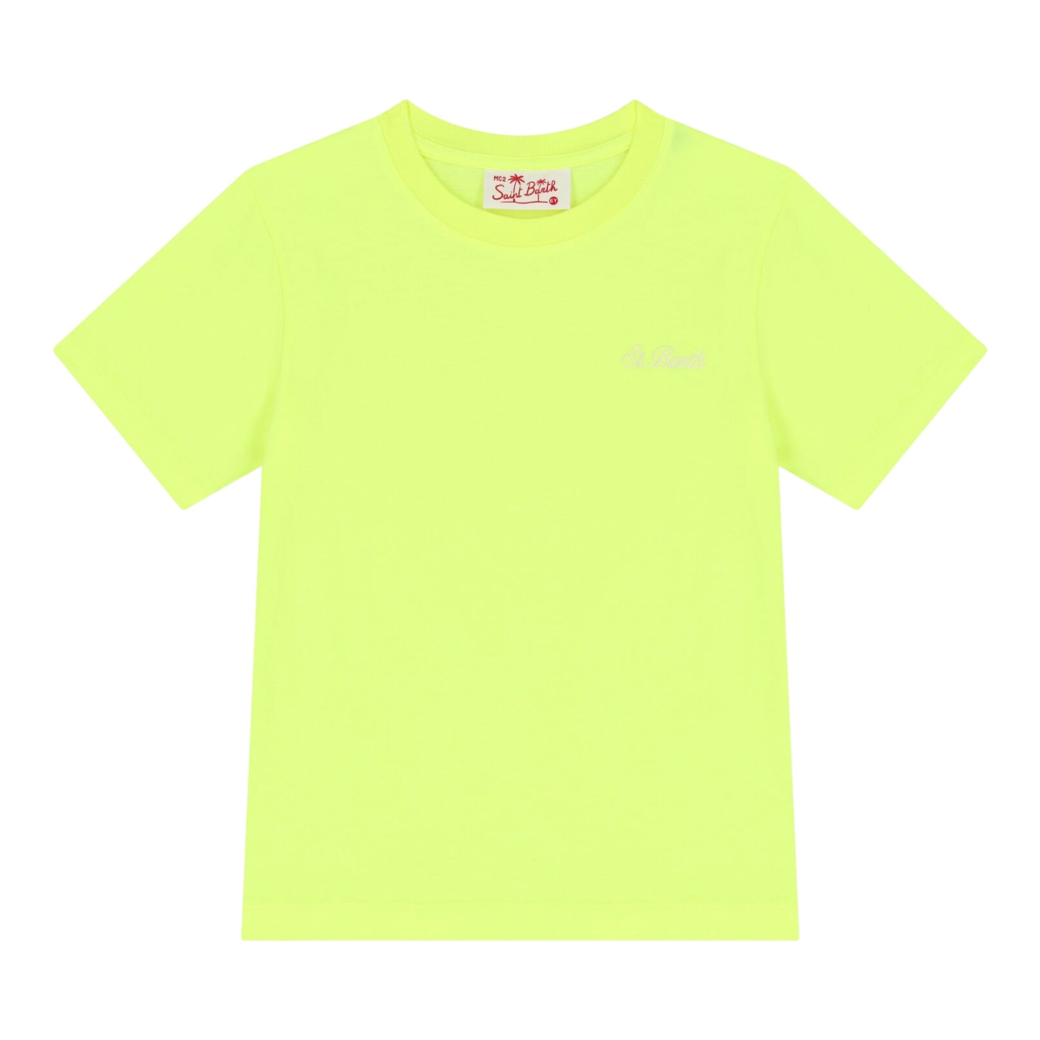 Saint Barth T-Shirt Girocollo Tinta Unita con Logo per Bambino DOVERLJR GIALLO FLUO SAINT BARTH 