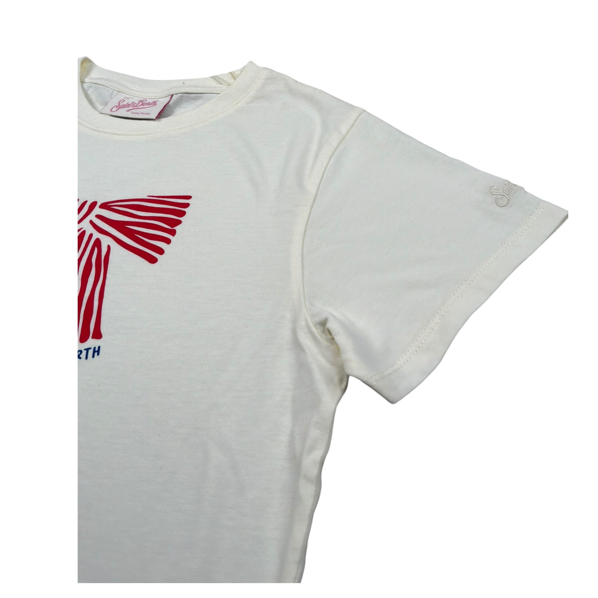Saint Barth T-Shirt Girocollo Tinta Unita con Stampa per Bambina ELLY0001 PANNA SAINT BARTH 