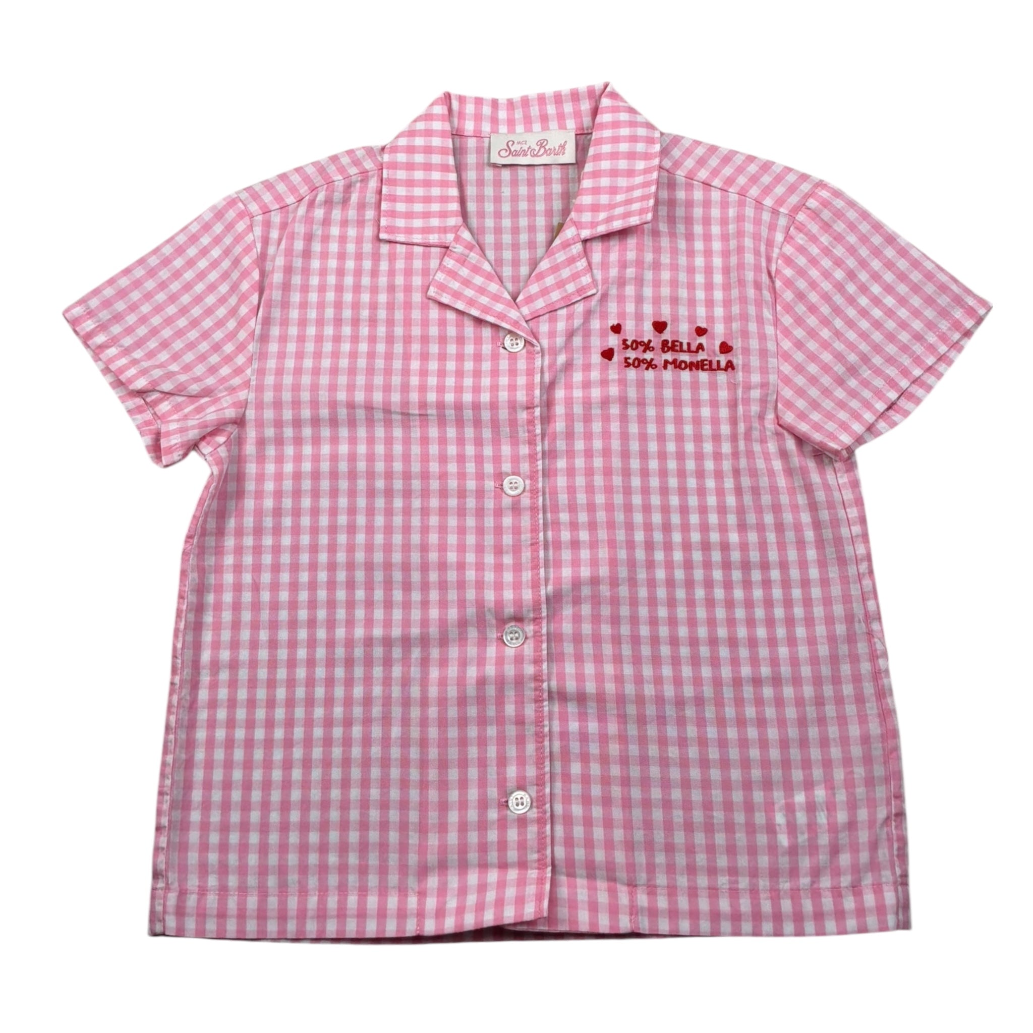 Saint Barth Camicia Mezza Manica Fantasia Qaudretti per Bambina EVL000103667 ROSA SAINT BARTH 