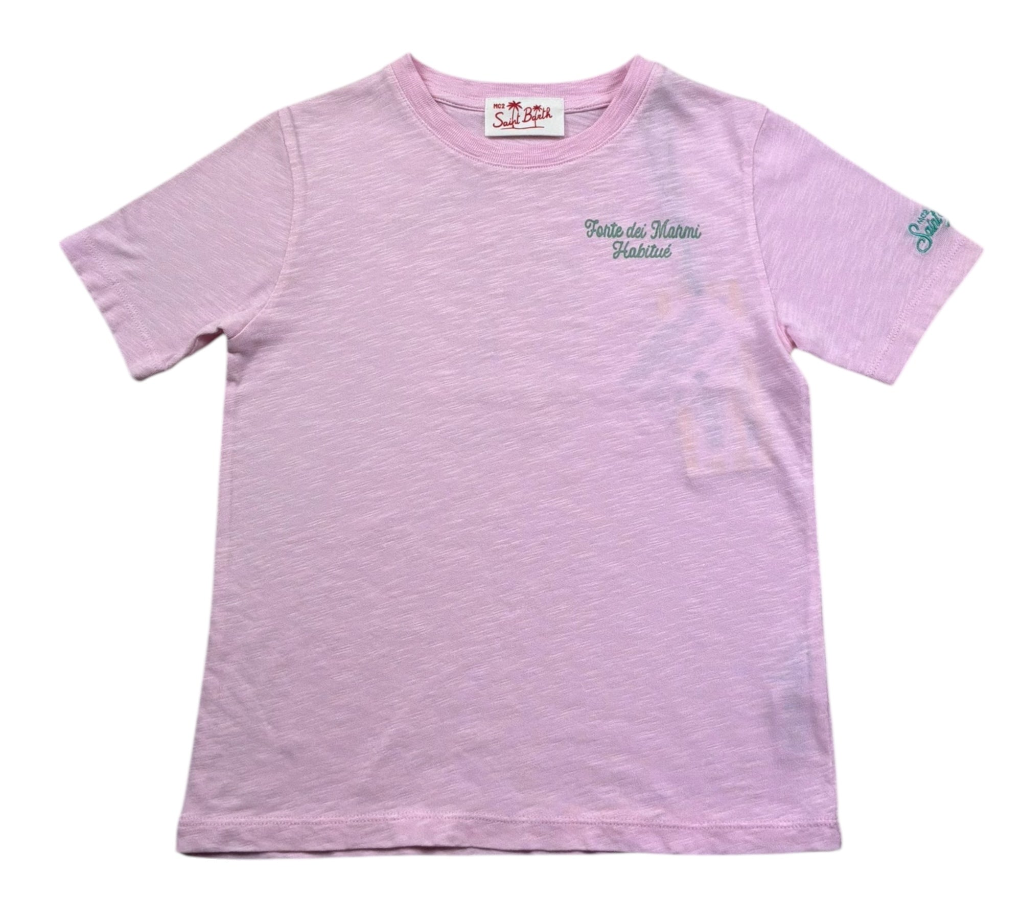 Saint Barth T-Shirt Girocollo Tinta Unita con Stampa per Bambina FLYNN ROSA SAINT BARTH 