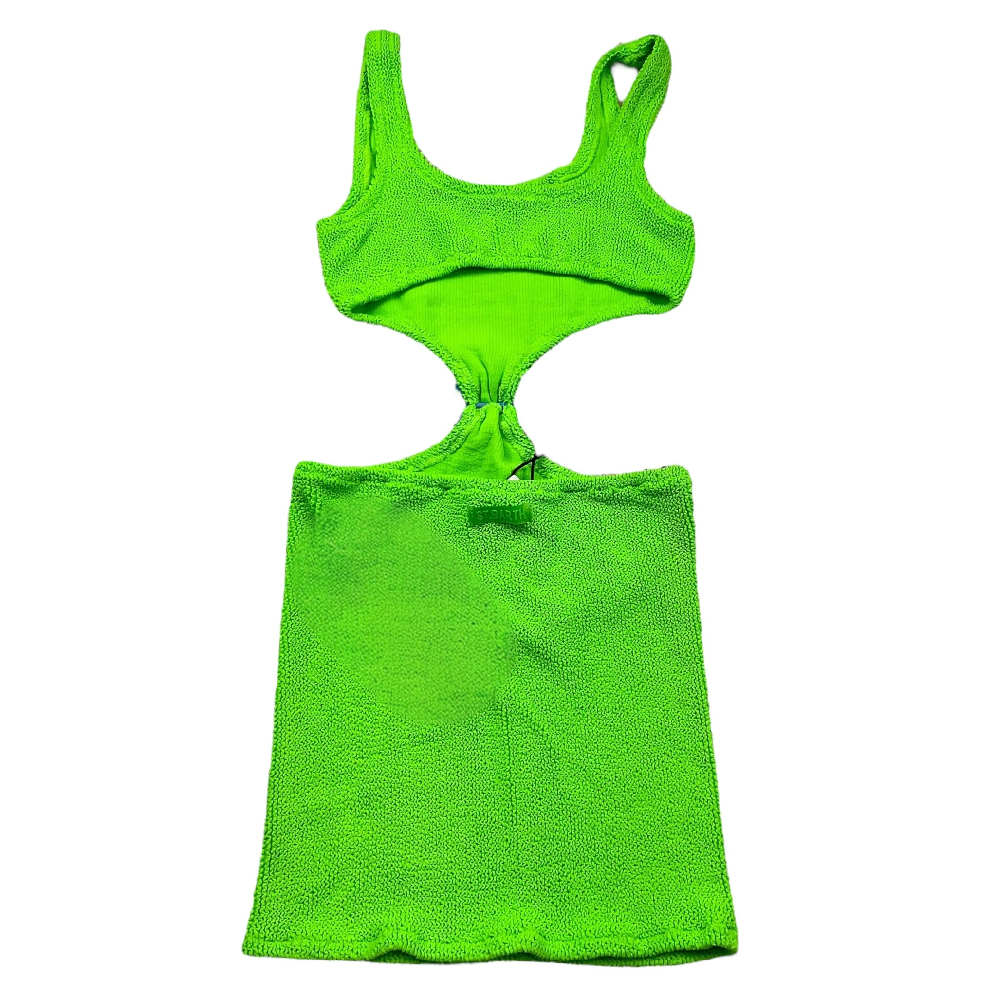 Saint Barth Abito Giromanica Tinta Unita per Bambina KIM VERDE FLUO SAINT BARTH 