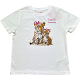 Saint Barth T-Shirt Girocollo Tinta Unita con Stampa per Bambina LEOPERD BIANCO SAINT BARTH 