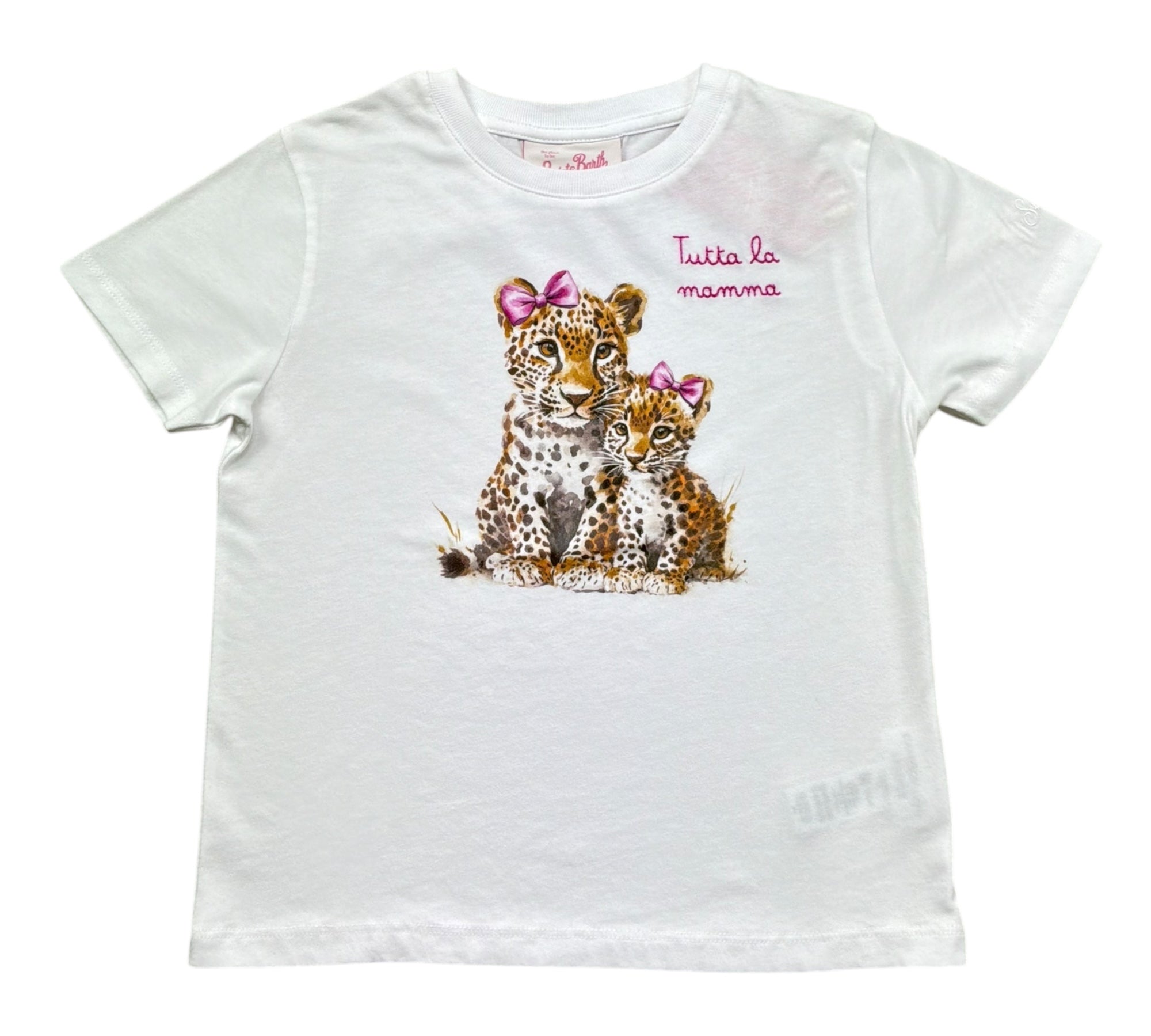 Saint Barth T-Shirt Girocollo Tinta Unita con Stampa per Bambina LEOPERD BIANCO SAINT BARTH 