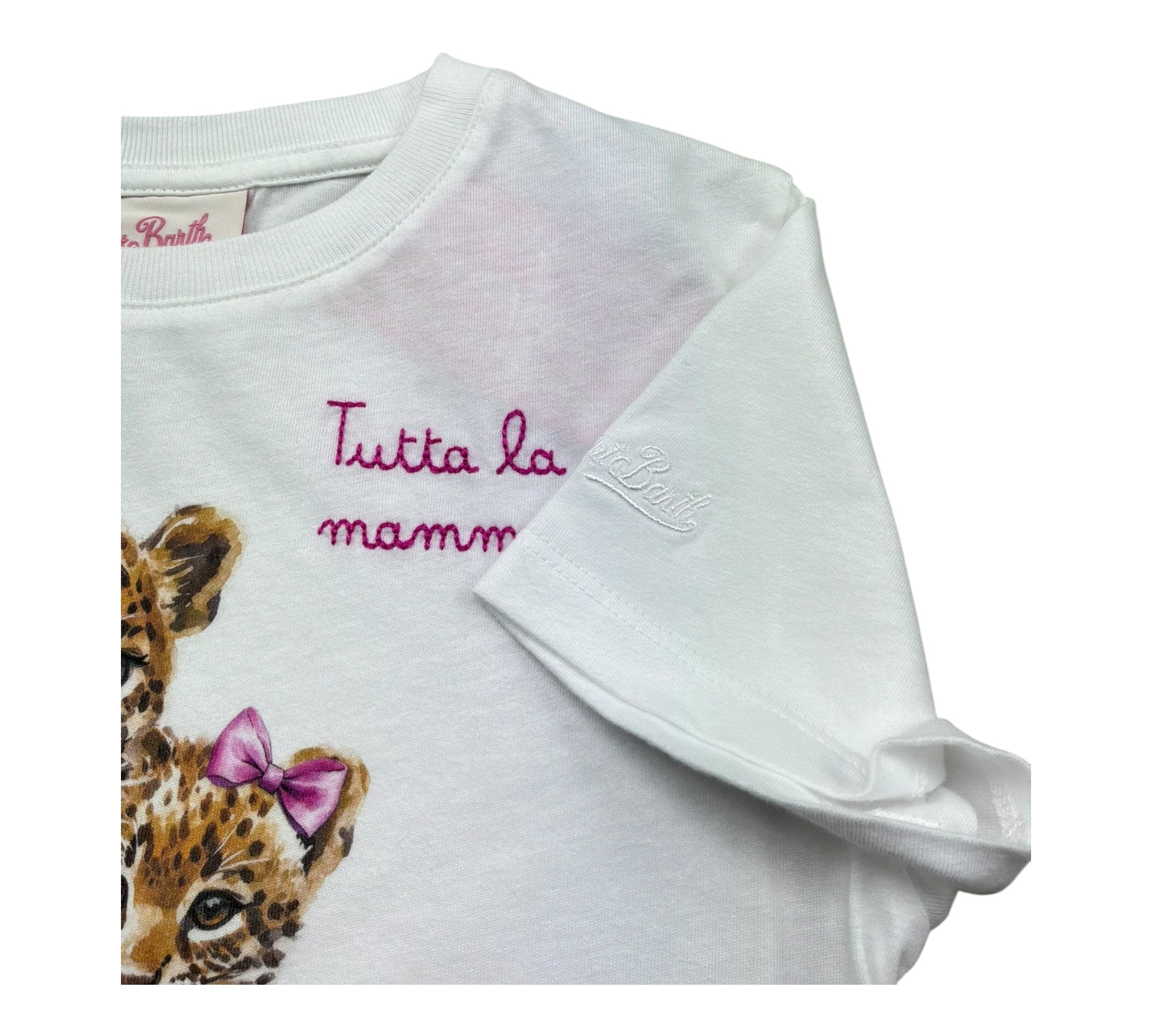 Saint Barth T-Shirt Girocollo Tinta Unita con Stampa per Bambina LEOPERD BIANCO SAINT BARTH 