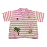Saint Barth Polo Mezza Manica Fantasia A Righe per Bambina PIX0003 BIANCO/ROSA SAINT BARTH 