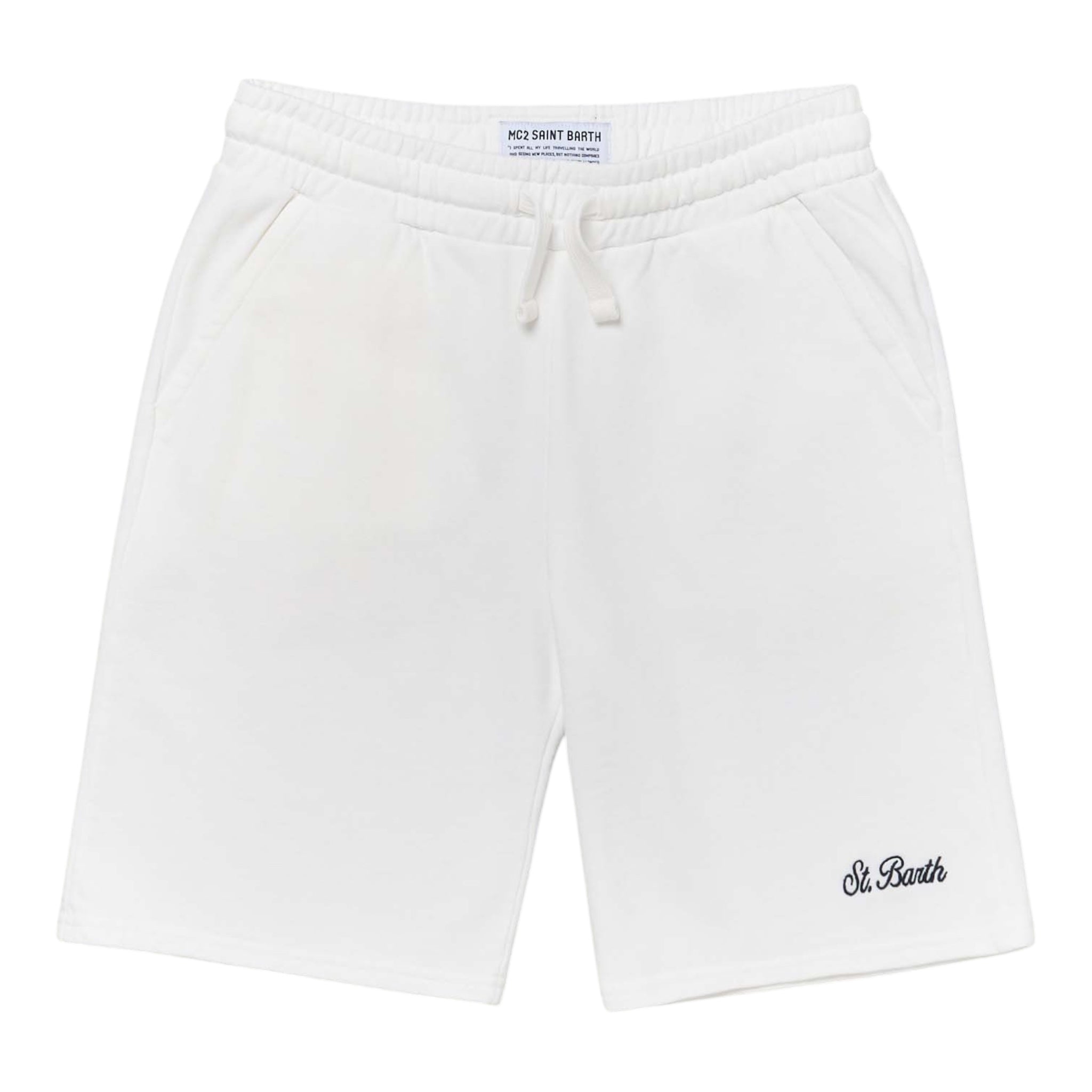 Saint Barth Bermuda Tinta Unita con Elastico In Vita per Neonato RANL001N BIANCO SAINT BARTH 
