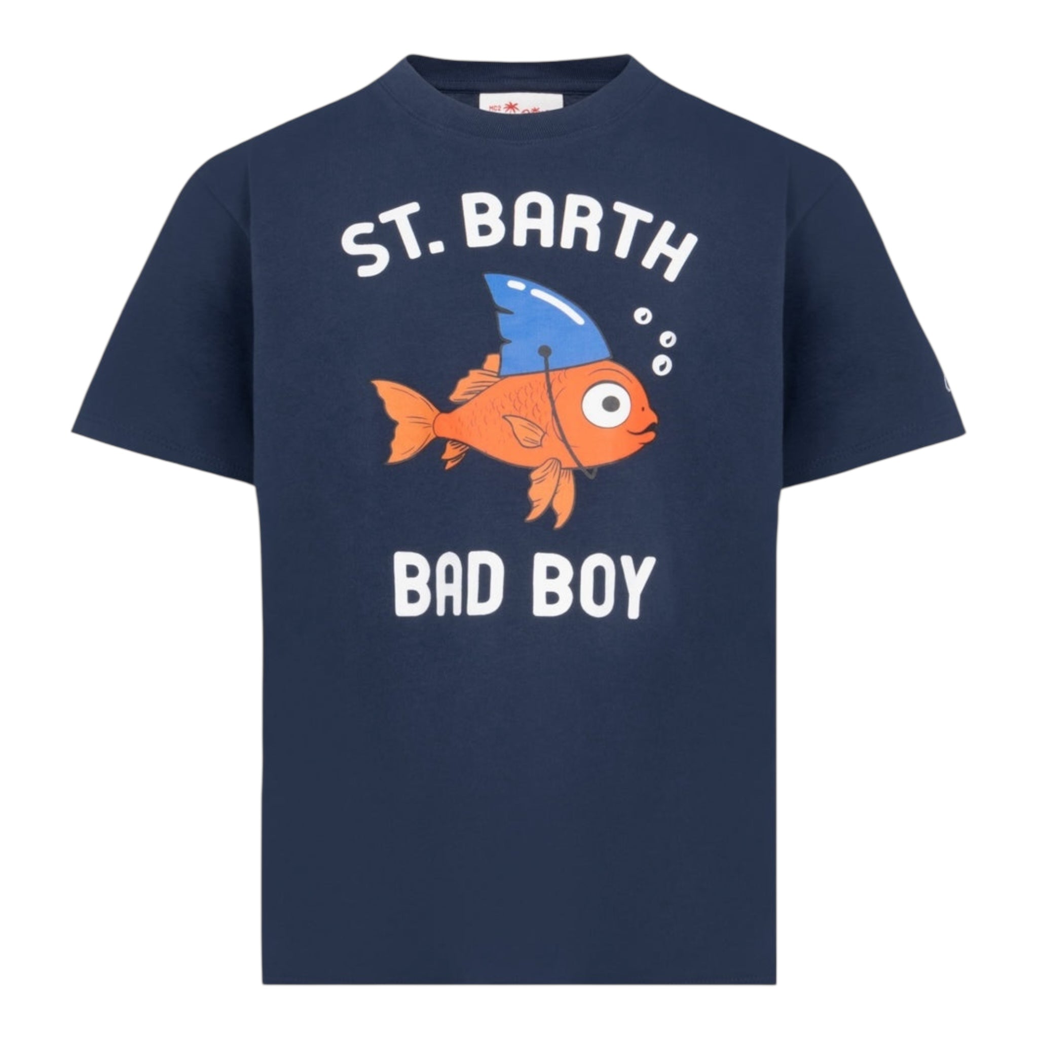 Saint Barth T.Shirt Girocollo Tinta Unita con Logo per Neonato TSH000100055 BLU SAINT BARTH 