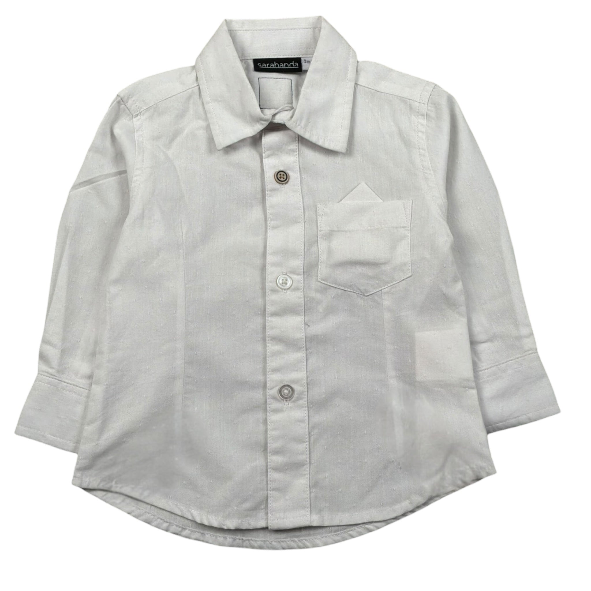 Sarabanda Camicia Manica Lunga Tinta Unita per Neonato 02112 BIANCO SARABANDA 