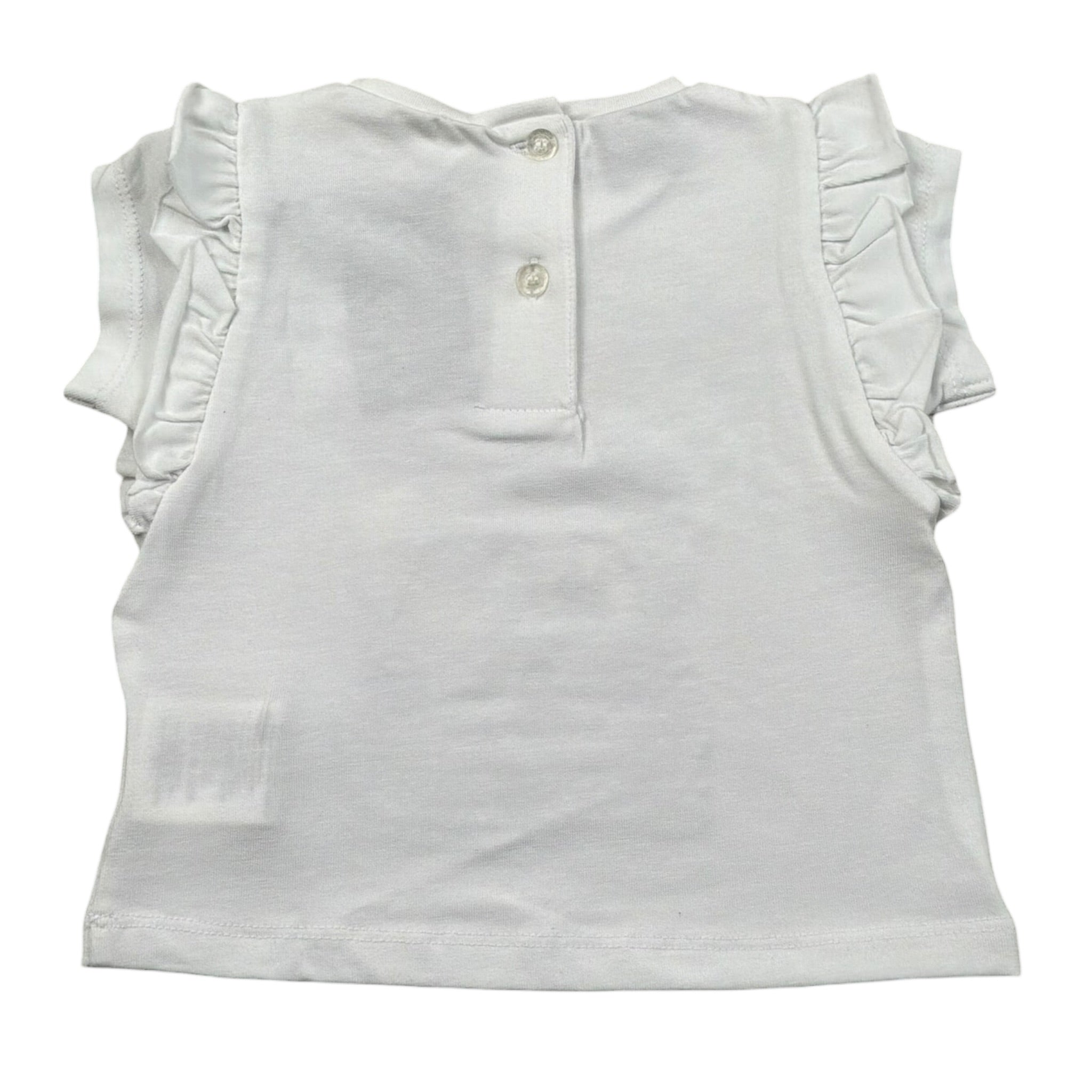 Sarabanda T-Shirt Girocollo Tinta Unita con Stampe per Neonata 04421 BIANCO SARABANDA 