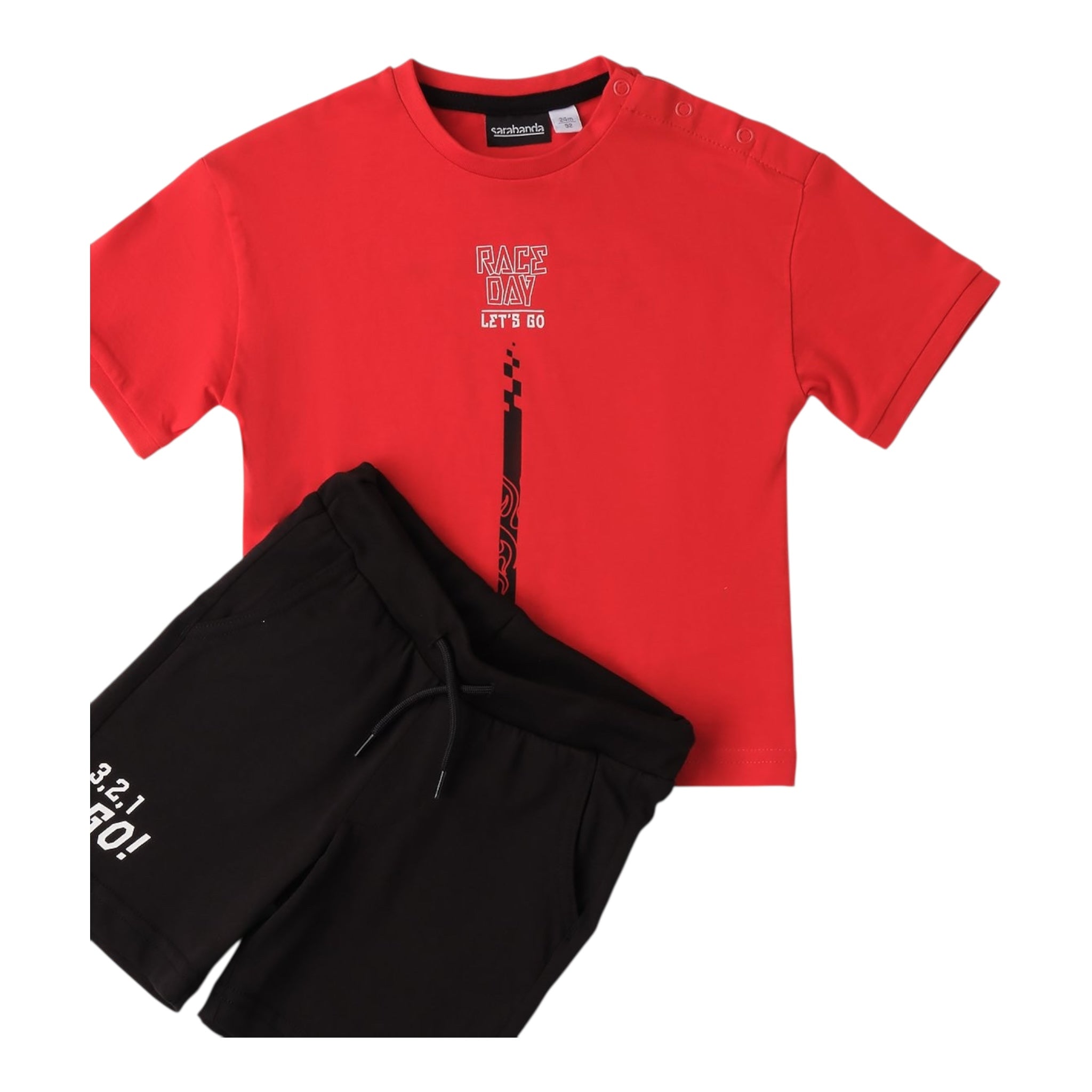 Sarabanda Completo 2 Pezzi T-Shirt-Bermuda per Neonato 0B103 ROSSO/NERO SARABANDA 