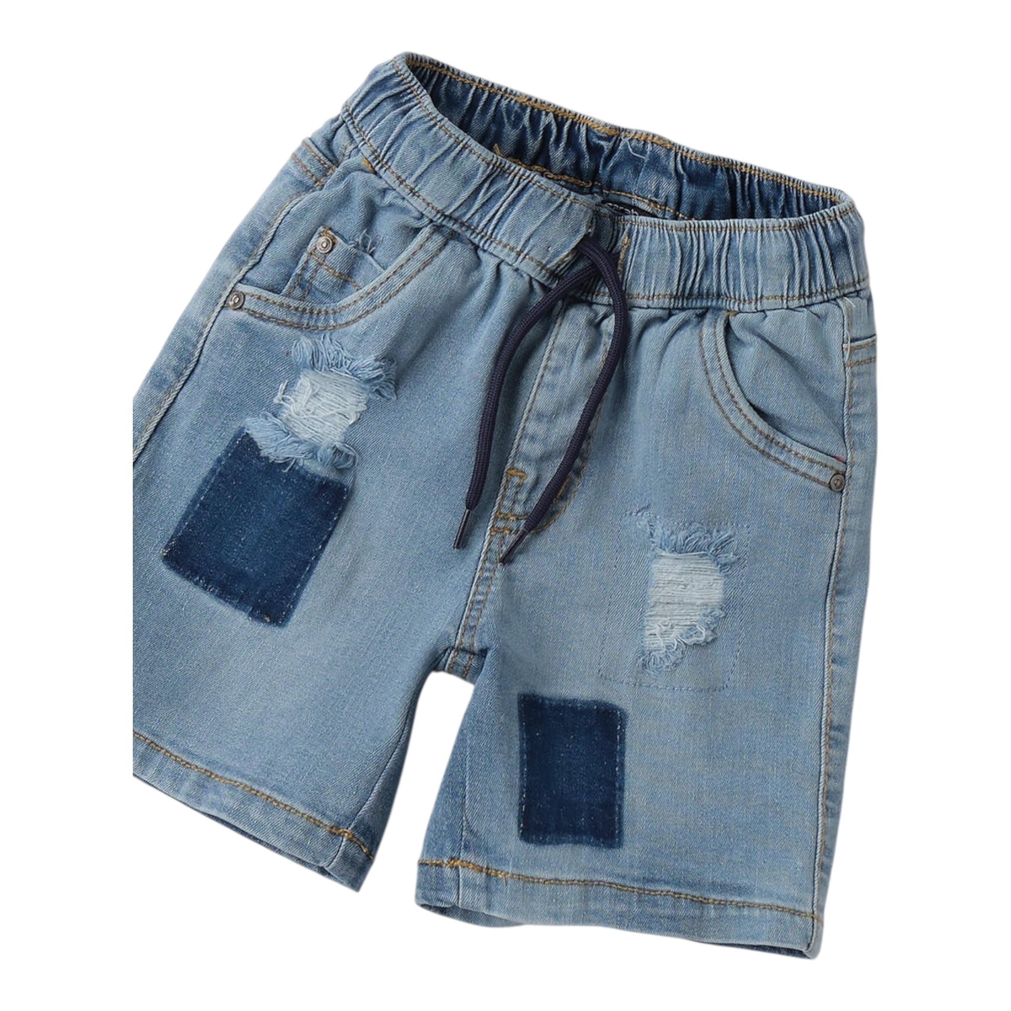 Sarabanda Bermuda In Denim Tinta Unita con Elastico In Vita per Neonato 0B153 AZZURRO SARABANDA 