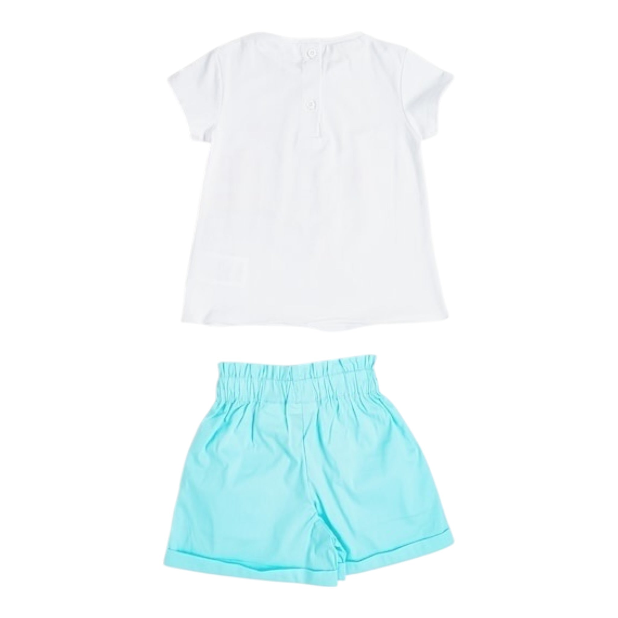 Sarabanda Completo 2 Pezzi T-Shirt-Short per Neonata 0B213N BIANCO/AZZURRO SARABANDA 