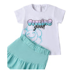 Sarabanda Completo 2 Pezzi T-Shirt-Short  per Neonata 0B253X BIANCO/VERDE ACQUA SARABANDA 