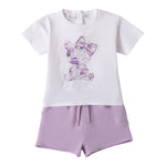 Sarabanda Completo 2 Pezzi T-Shirt-Short per Neonata 0B255XN BIANCO/LILLA SARABANDA 