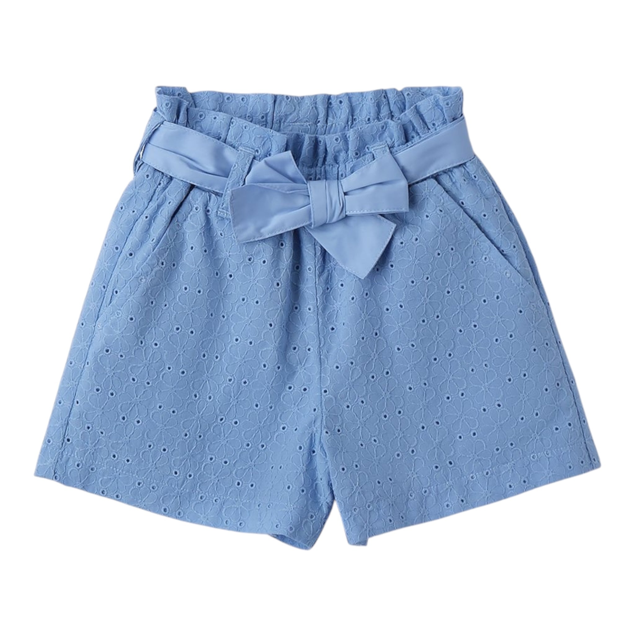 Sarabanda Short Tinta Unita Traforato per Neonata 0B326 AZZURRO SARABANDA 