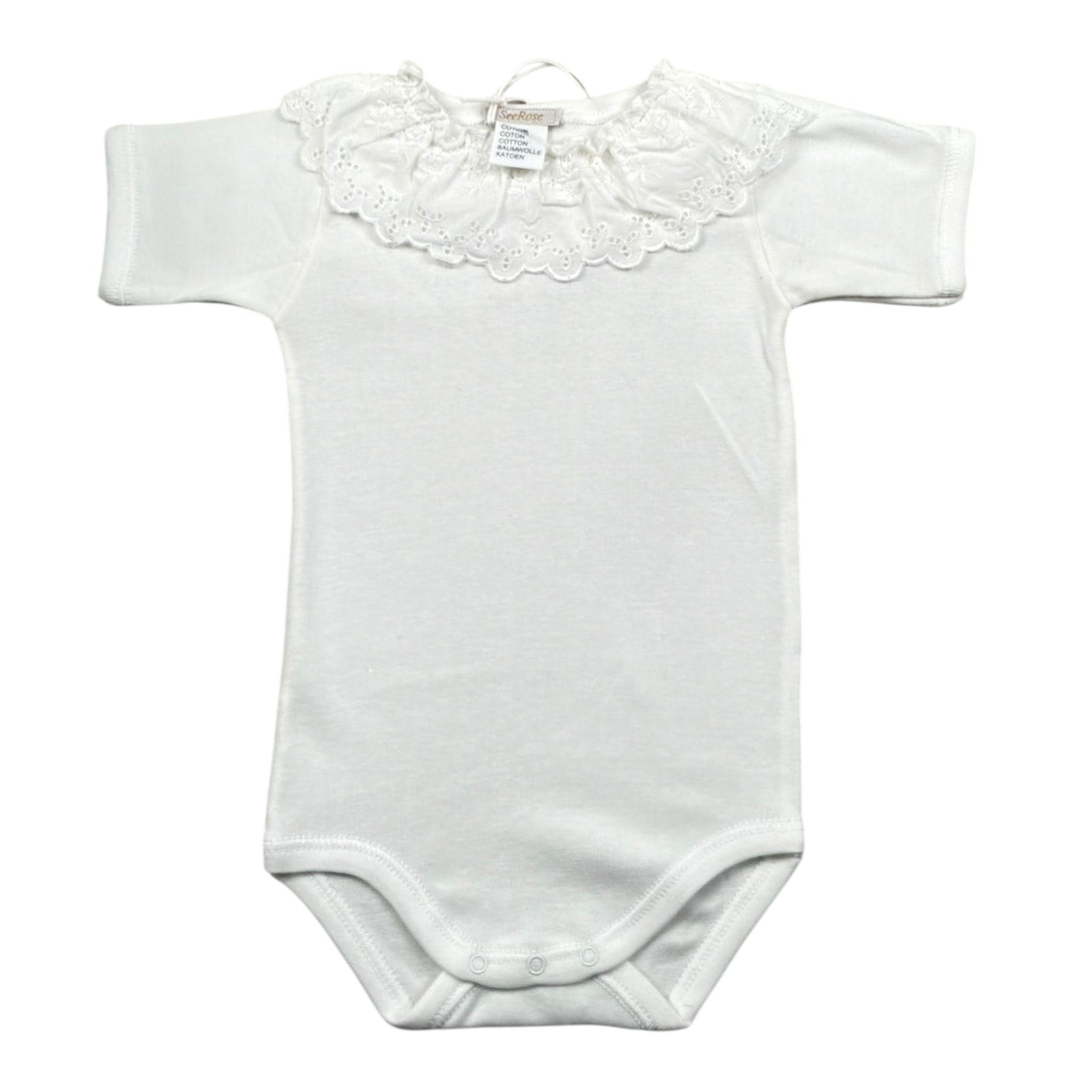Seerose Completo 2 Pezzi Coulotte Tinta Unita con Tulle-Body per Neonata 362 BIANCO SEEROSE 