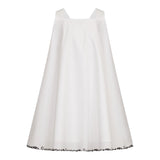 Simonetta Abito Giromanica Tinta Unita con Ricami Logo per Bambina SW1A22P0518 BIANCO SIMONETTA 