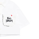Simonetta Camicia Mezza Manica Tinta Unita con Cuore per Bambina SW5A31 BIANCO SIMONETTA 