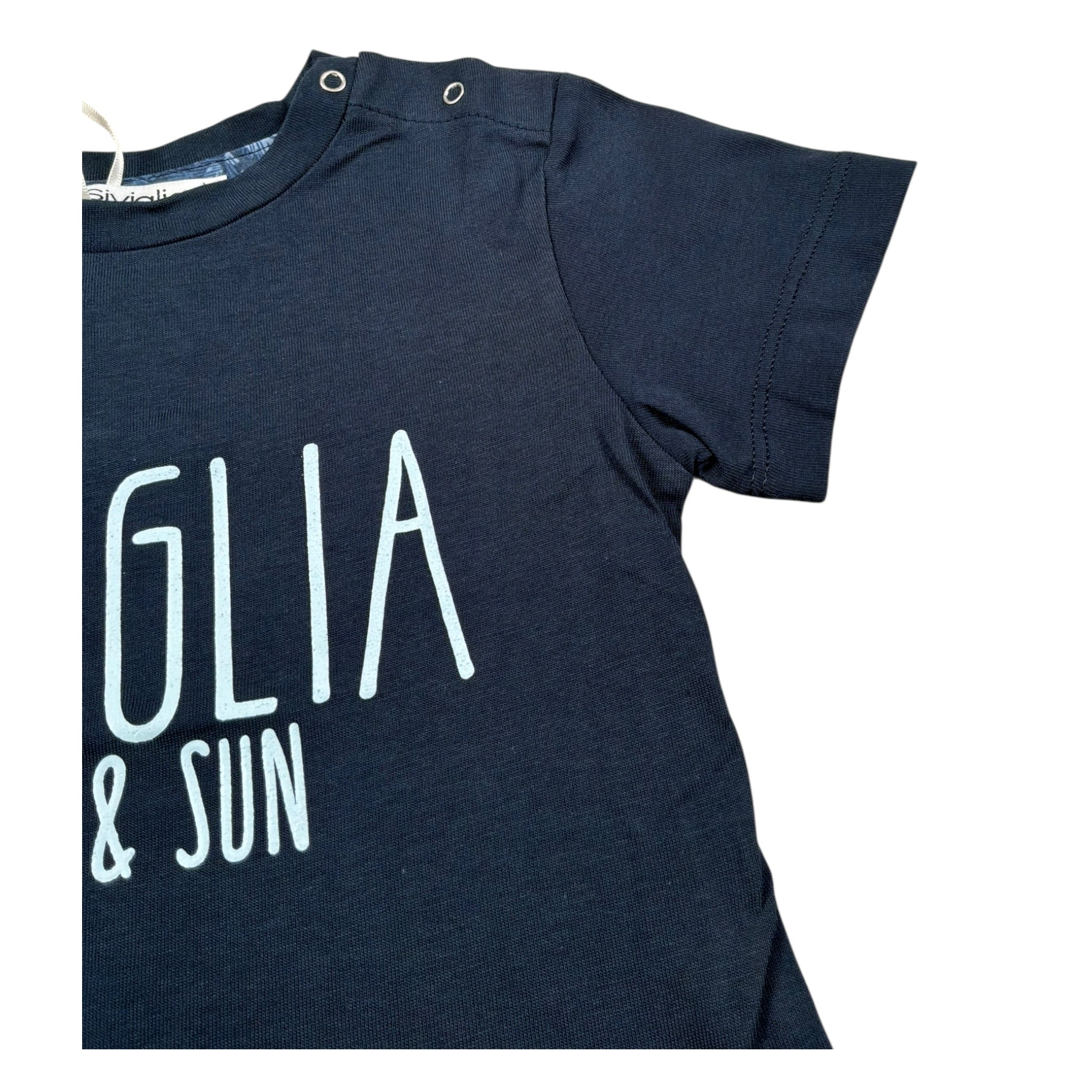 Siviglia T-Shirt Girocollo Tinta Unita con Stampa per Neonato SVNTS17286 BLU SIVIGLIA 