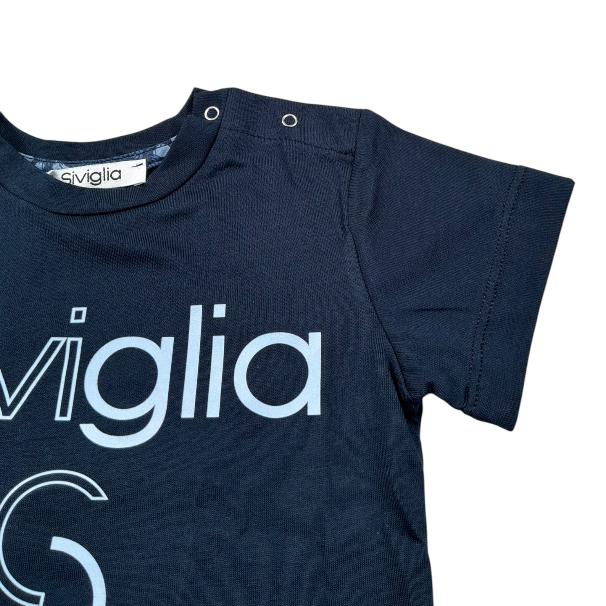 Siviglia T-Shirt Girocollo Tinta Unita con Stampa per Neonato SWVNTS17286 BLU SIVIGLIA 