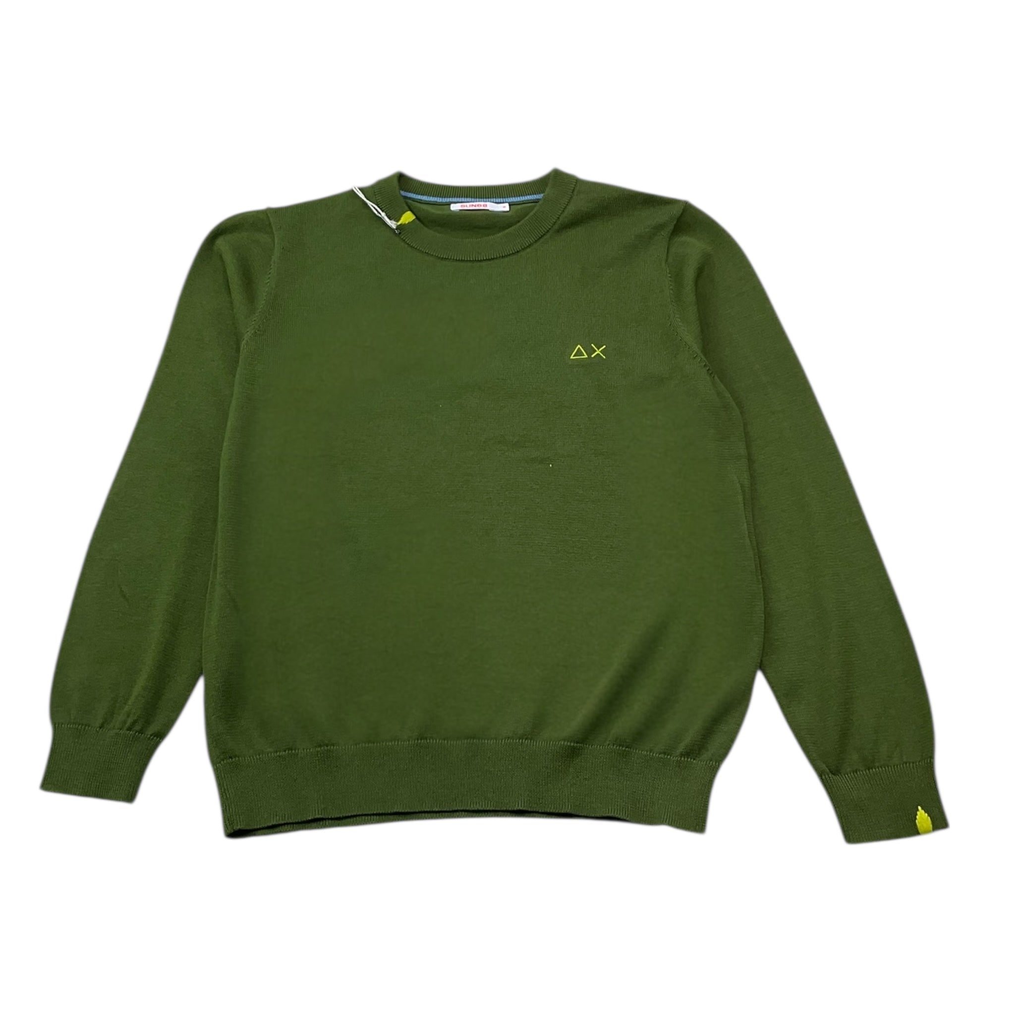 Sun68 Maglia Girocollo Tinta Unita con Logo per Bambino CPK35301 VERDE SUN68 